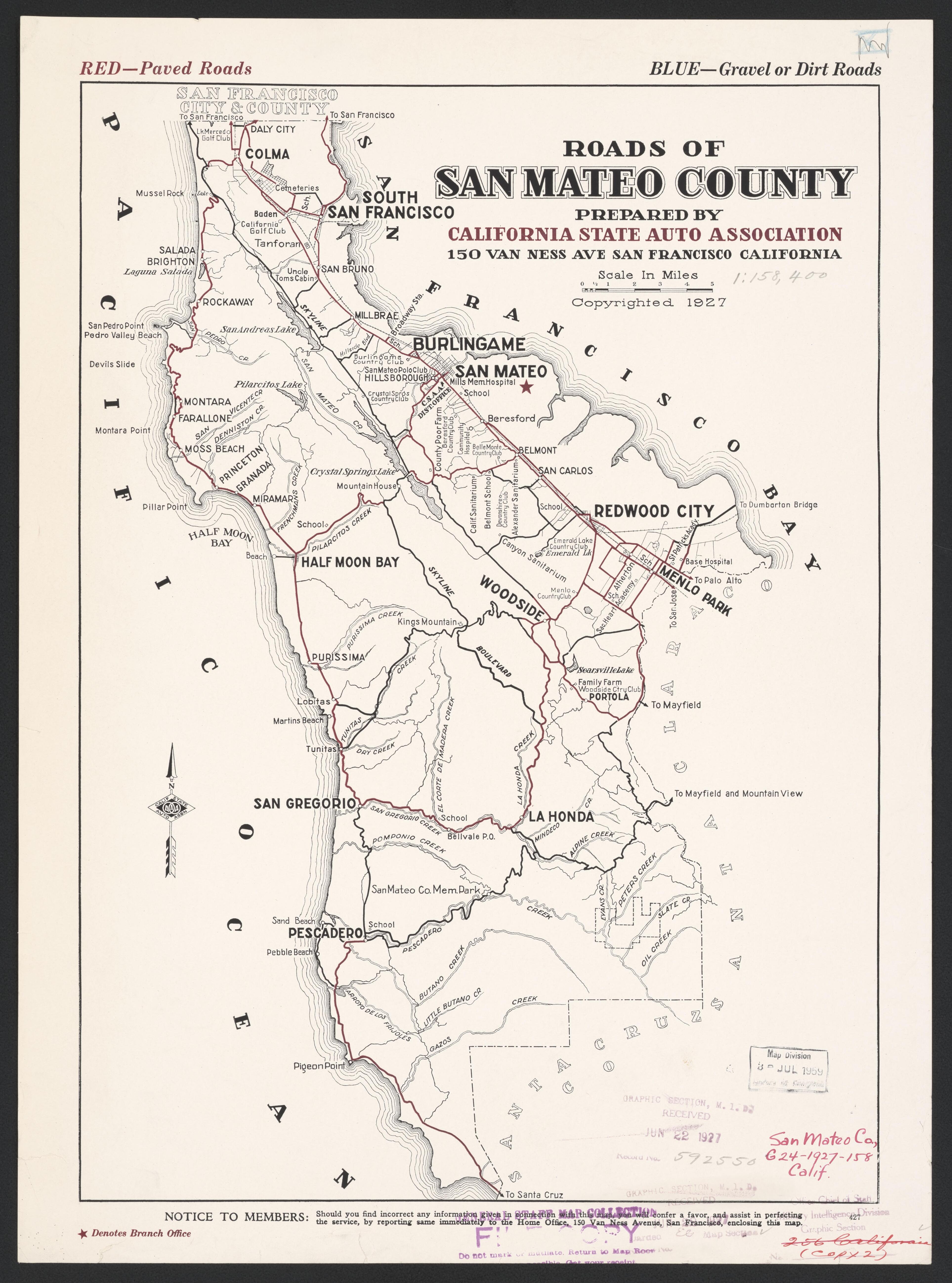 This old map of California, San Mateo County,  was created by  in 1856