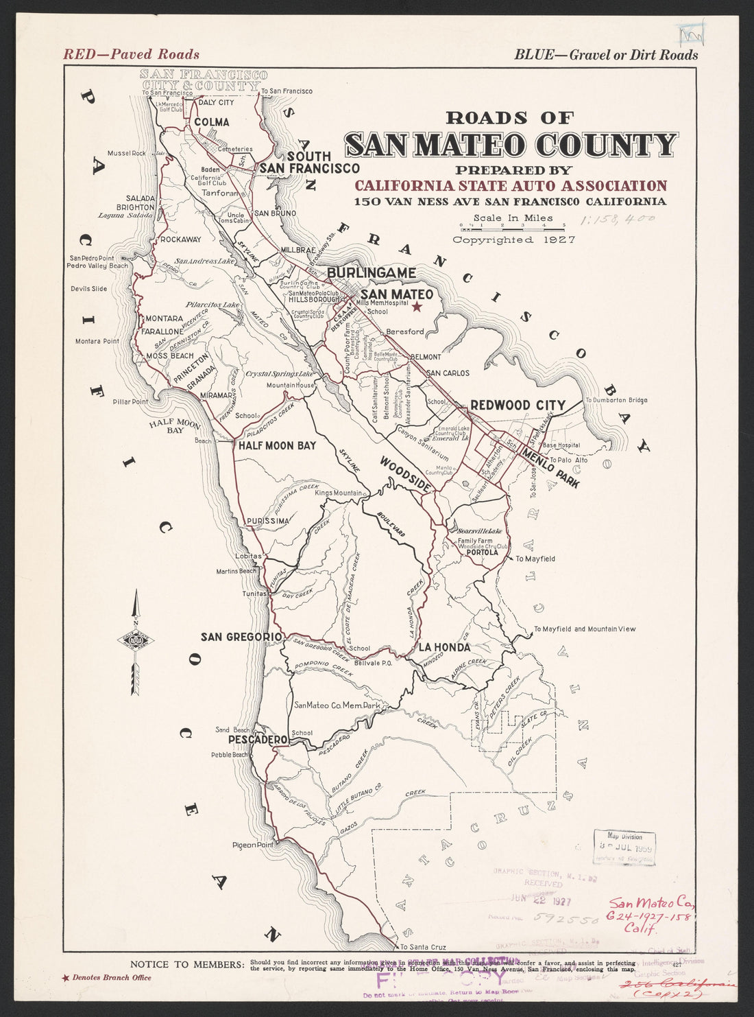This old map of California, San Mateo County,  was created by  in 1856