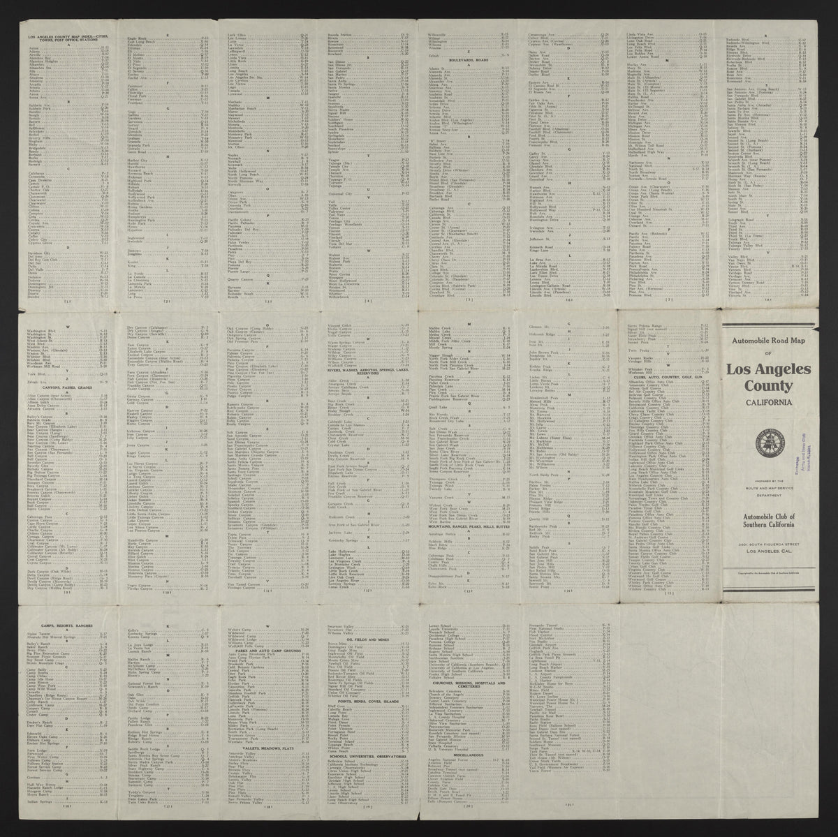 CA Drawer 153, Folder 12, Item 02 (Back) from Maps of California--counties Los Angeles 1923-1929 by Relic Map Company