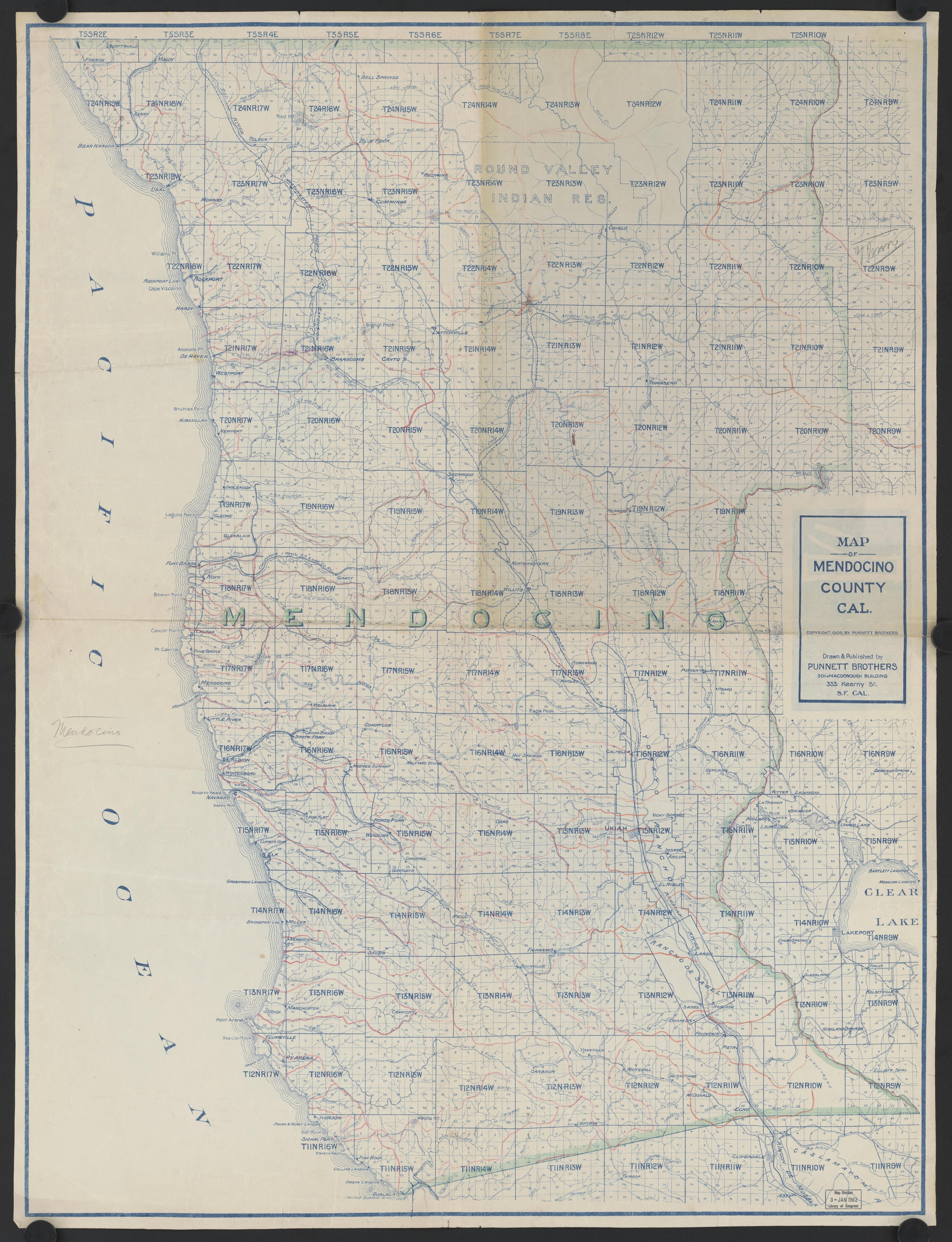 CA Drawer 163, Folder 17, Item 01 (Front) from Maps of California--counties Mariposa-Mendocino to 1937 1850 by Relic Map Company