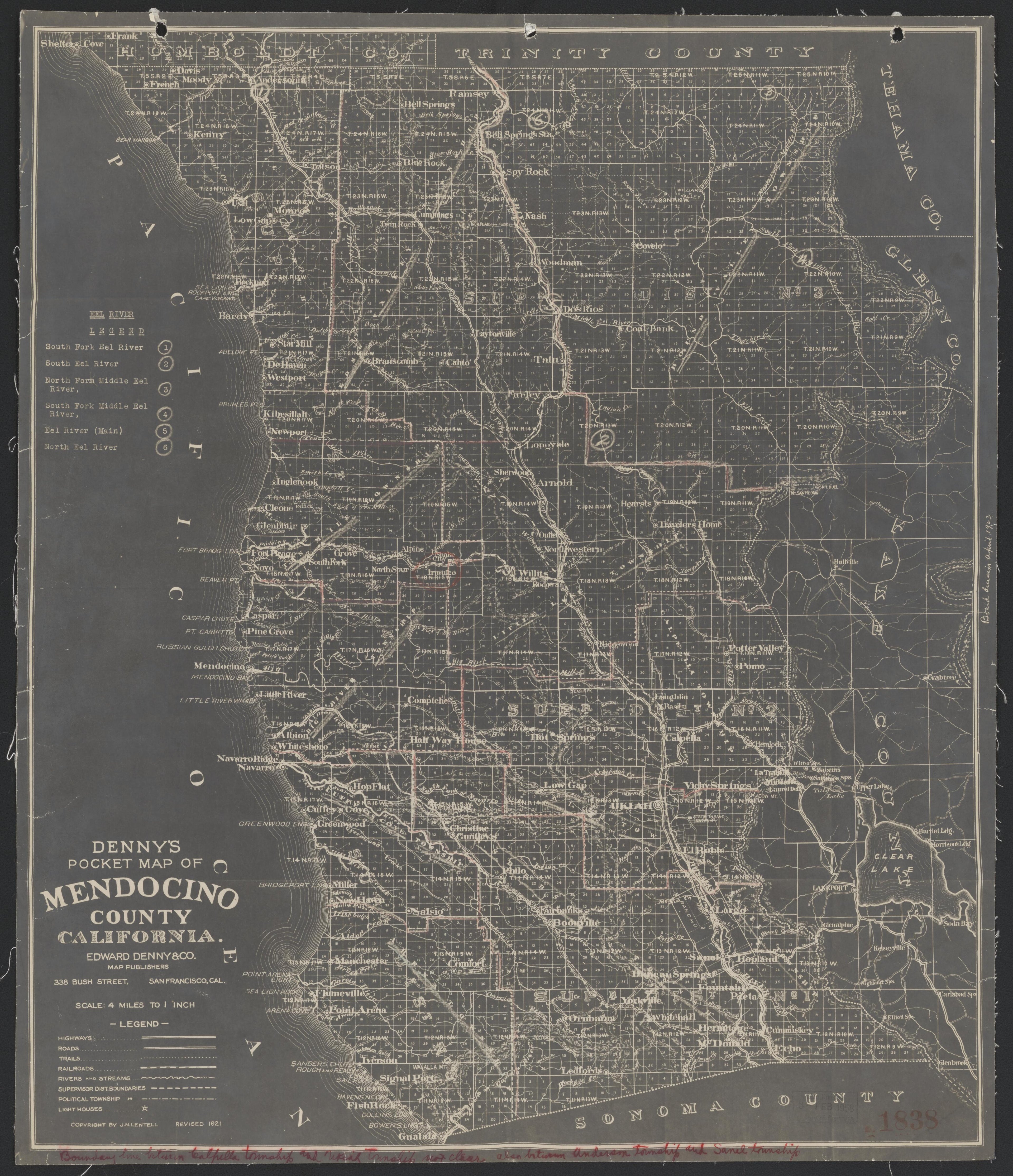 CA Drawer 163, Folder 22, Item 01 (Front) from Maps of California--counties Mariposa-Mendocino to 1937 1850 by Relic Map Company