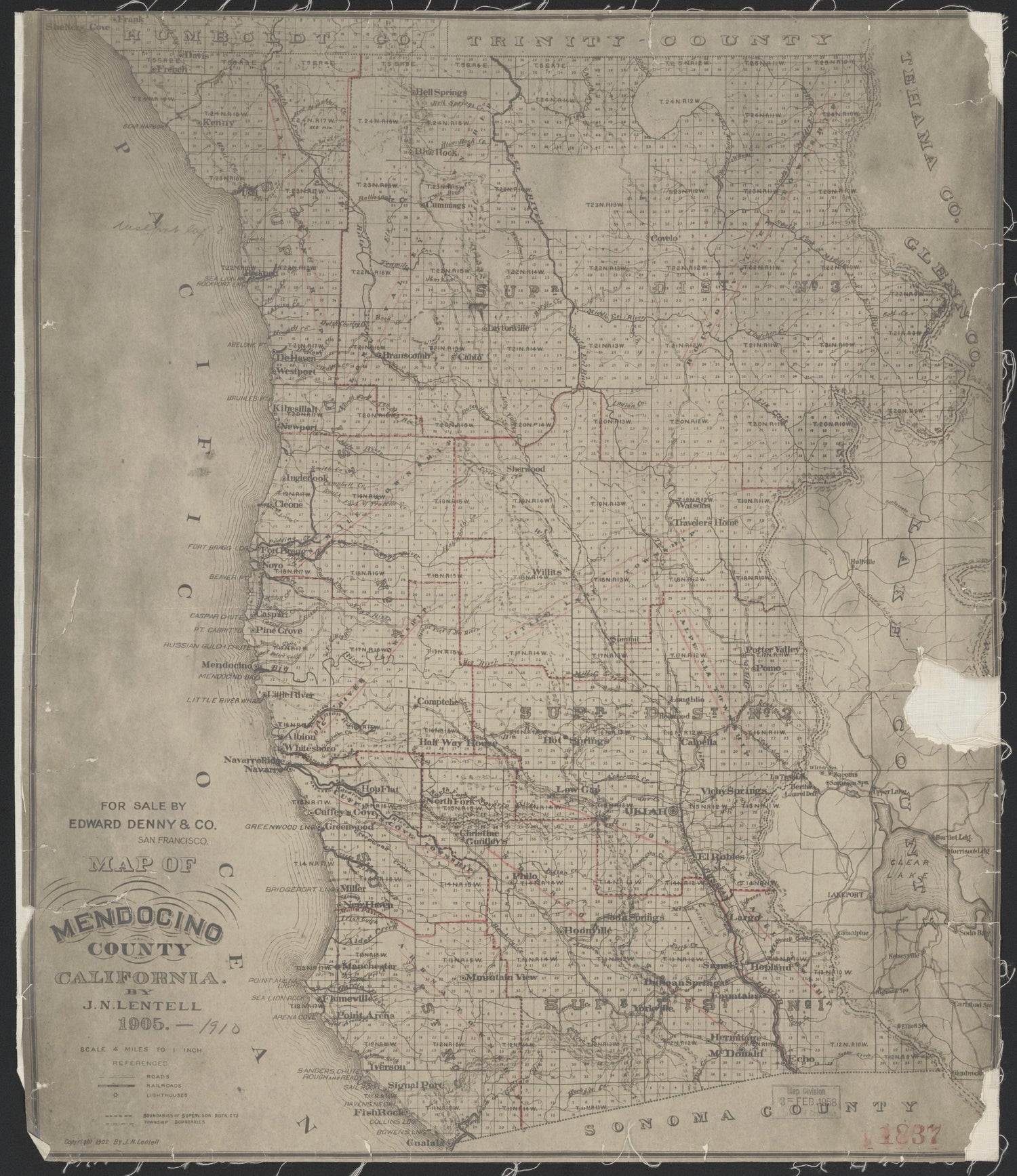 CA Drawer 163, Folder 18, Item 01 (Front) from Maps of California--counties Mariposa-Mendocino to 1937 1850 by Relic Map Company
