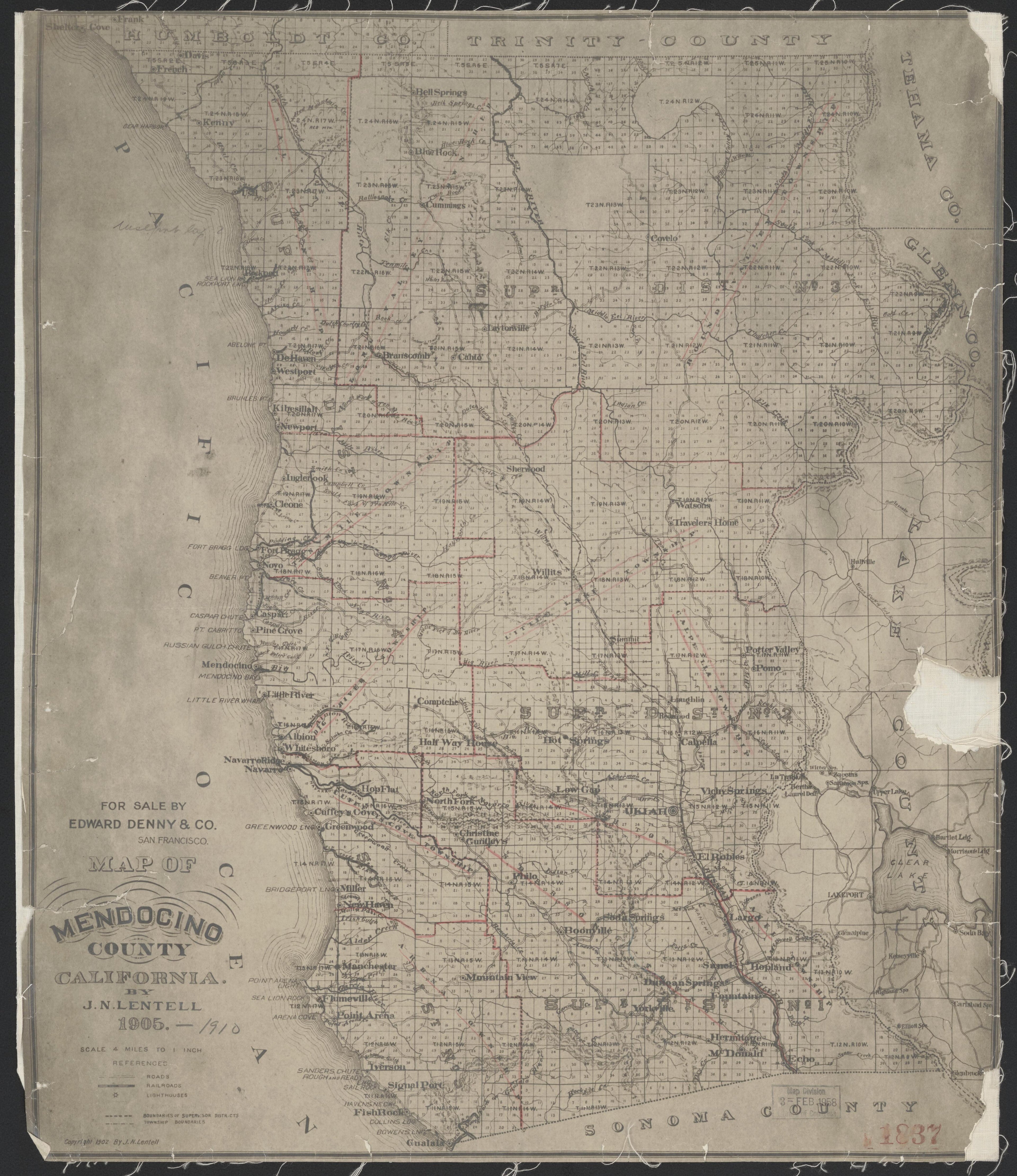 CA Drawer 163, Folder 18, Item 01 (Front) from Maps of California--counties Mariposa-Mendocino to 1937 1850 by Relic Map Company