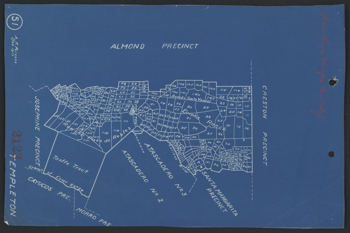 CA Drawer 190, Folder 09, Item 01 (Front) from Maps of California--counties San Luis Obispo to 1938 1850 by Relic Map Company