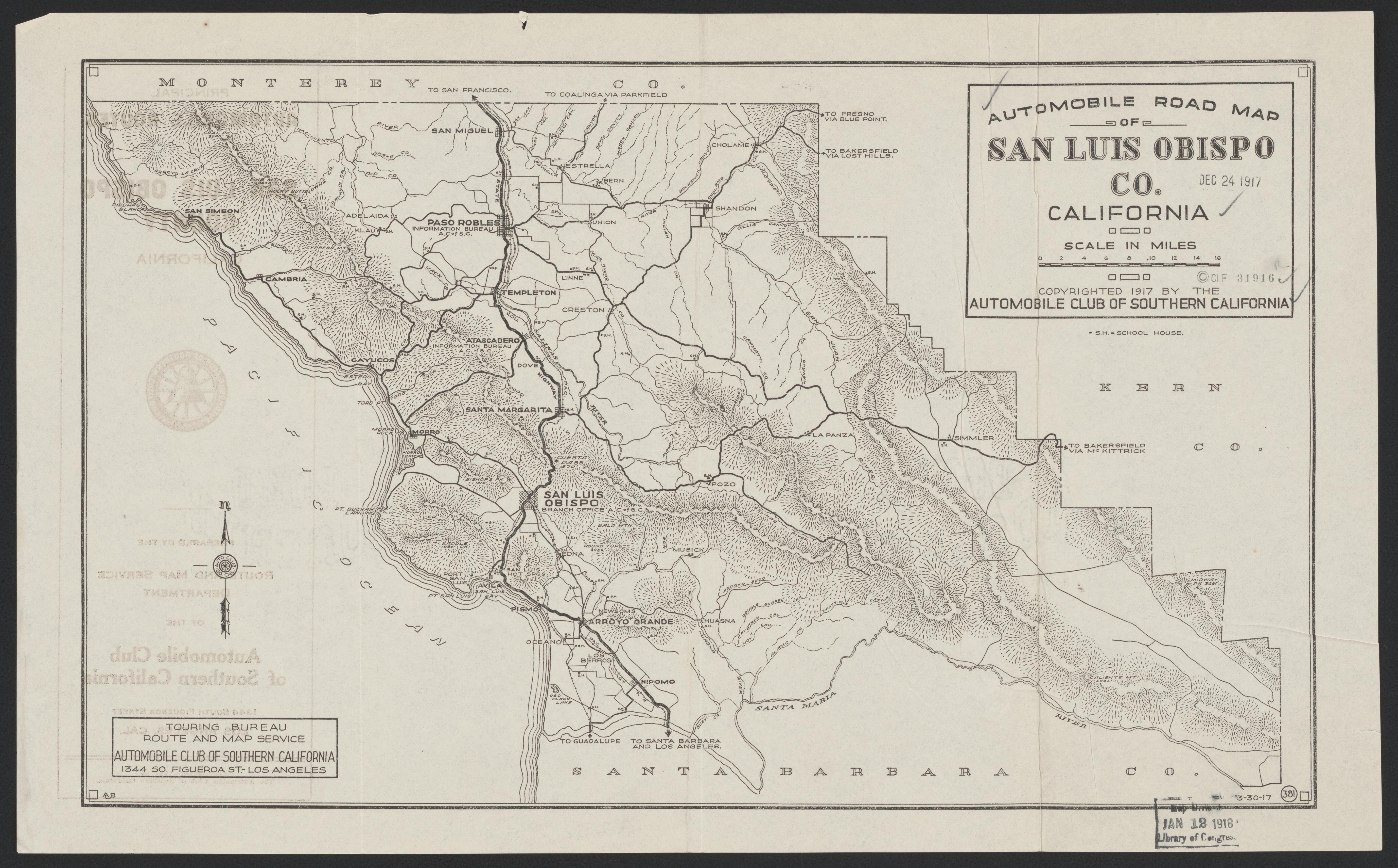 CA Drawer 190, Folder 08, Item 01 (Front) from Maps of California--counties San Luis Obispo to 1938 1850 by Relic Map Company