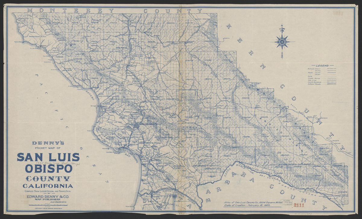 CA Drawer 190, Folder 06, Item 01 from Maps of California--counties San Luis Obispo to 1938 1850 by Relic Map Company