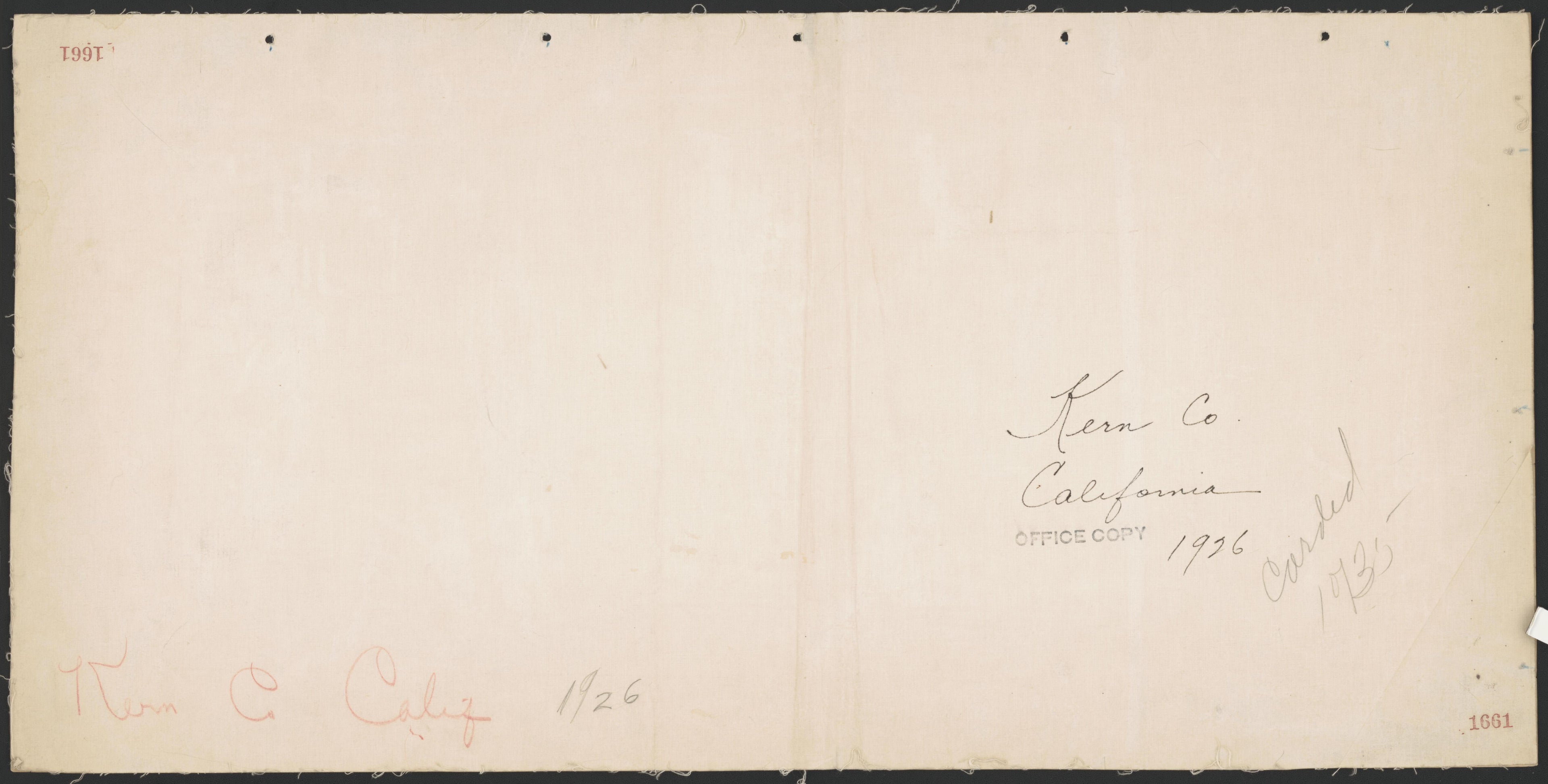 CA Drawer 145, Folder 24, Item 01 (Back) from Maps of California--counties Kern 1902-1937 by Relic Map Company