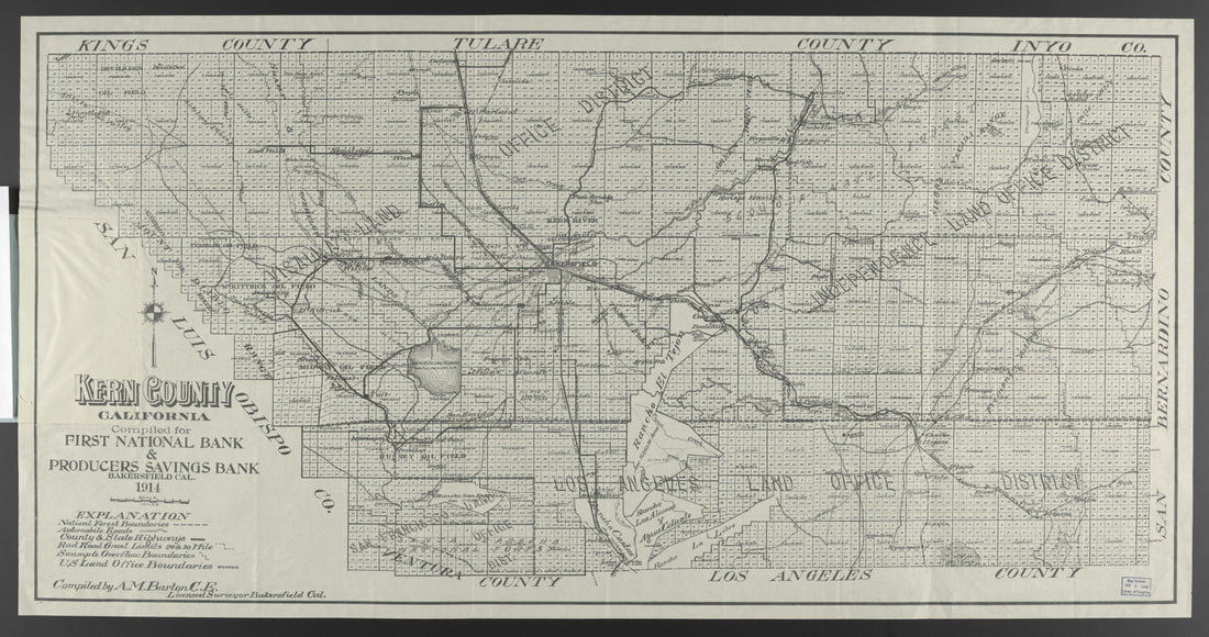 CA Drawer 145, Folder 12, Item 03 from Maps of California--counties Kern 1902-1937 by Relic Map Company