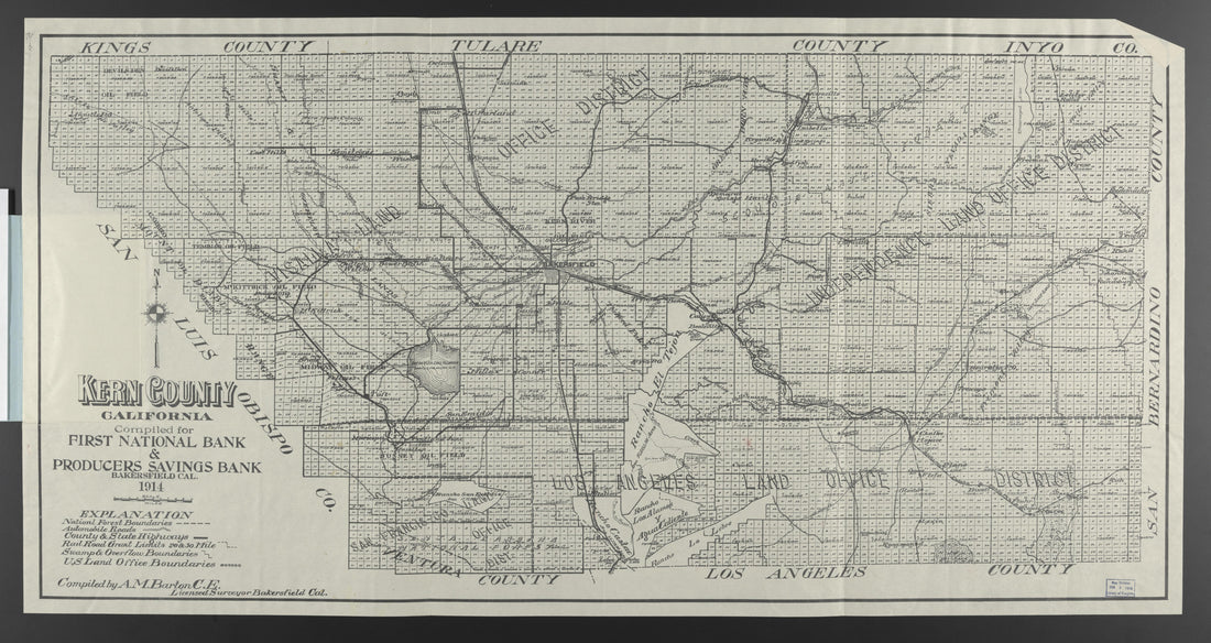 CA Drawer 145, Folder 12, Item 01 from Maps of California--counties Kern 1902-1937 by Relic Map Company