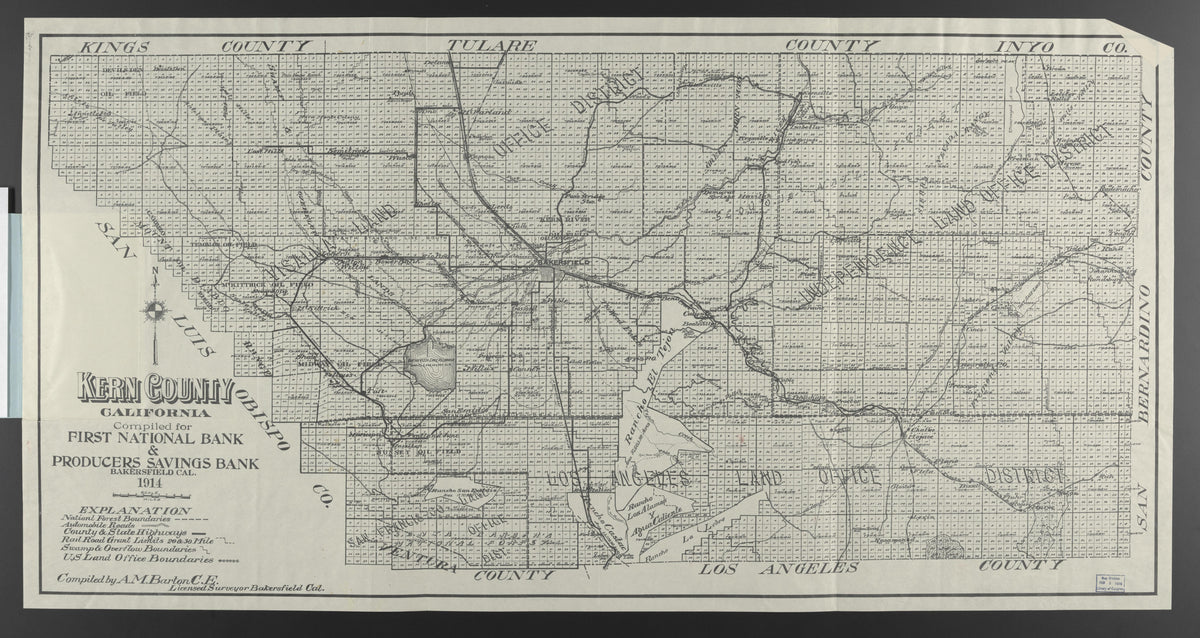 CA Drawer 145, Folder 12, Item 01 from Maps of California--counties Kern 1902-1937 by Relic Map Company
