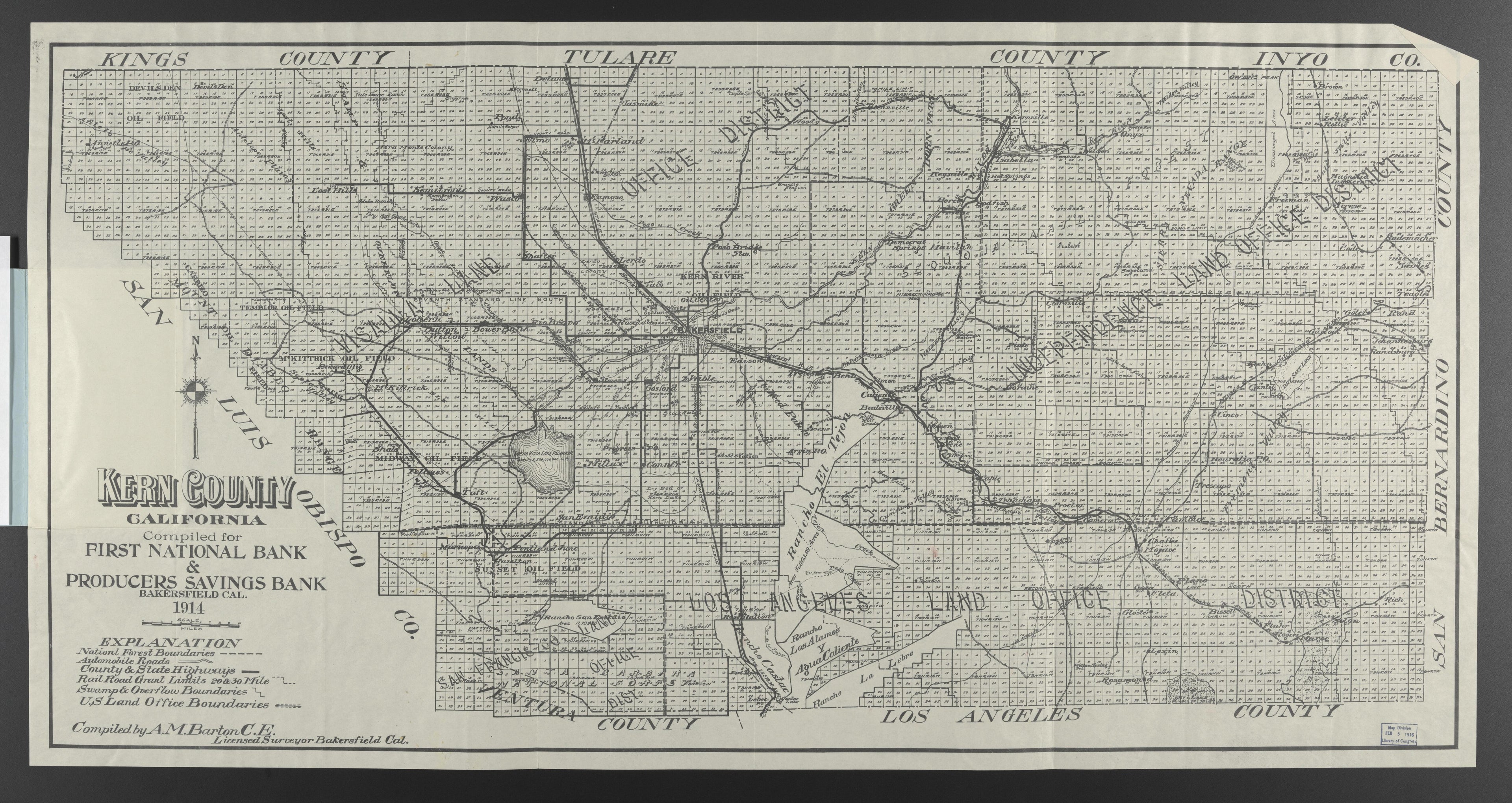 CA Drawer 145, Folder 12, Item 01 from Maps of California--counties Kern 1902-1937 by Relic Map Company