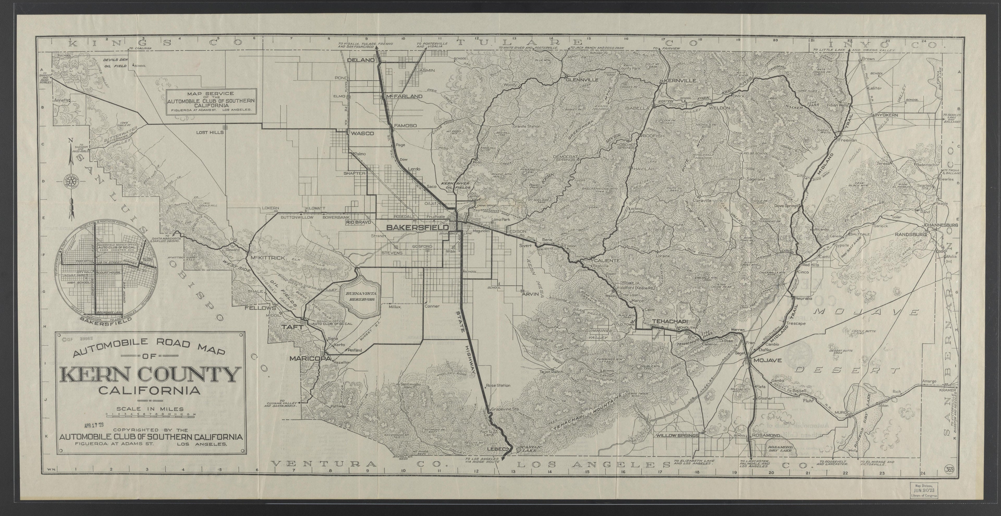 CA Drawer 145, Folder 17, Item 01 (Front) from Maps of California--counties Kern 1902-1937 by Relic Map Company