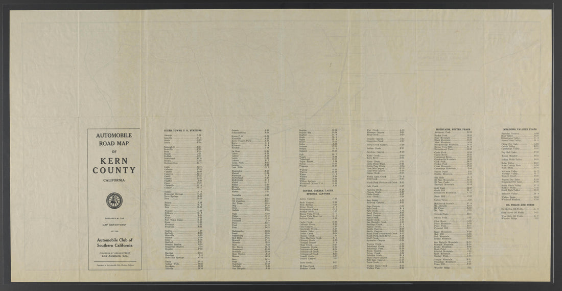 CA Drawer 145, Folder 17, Item 01 (Back) from Maps of California--counties Kern 1902-1937 by Relic Map Company
