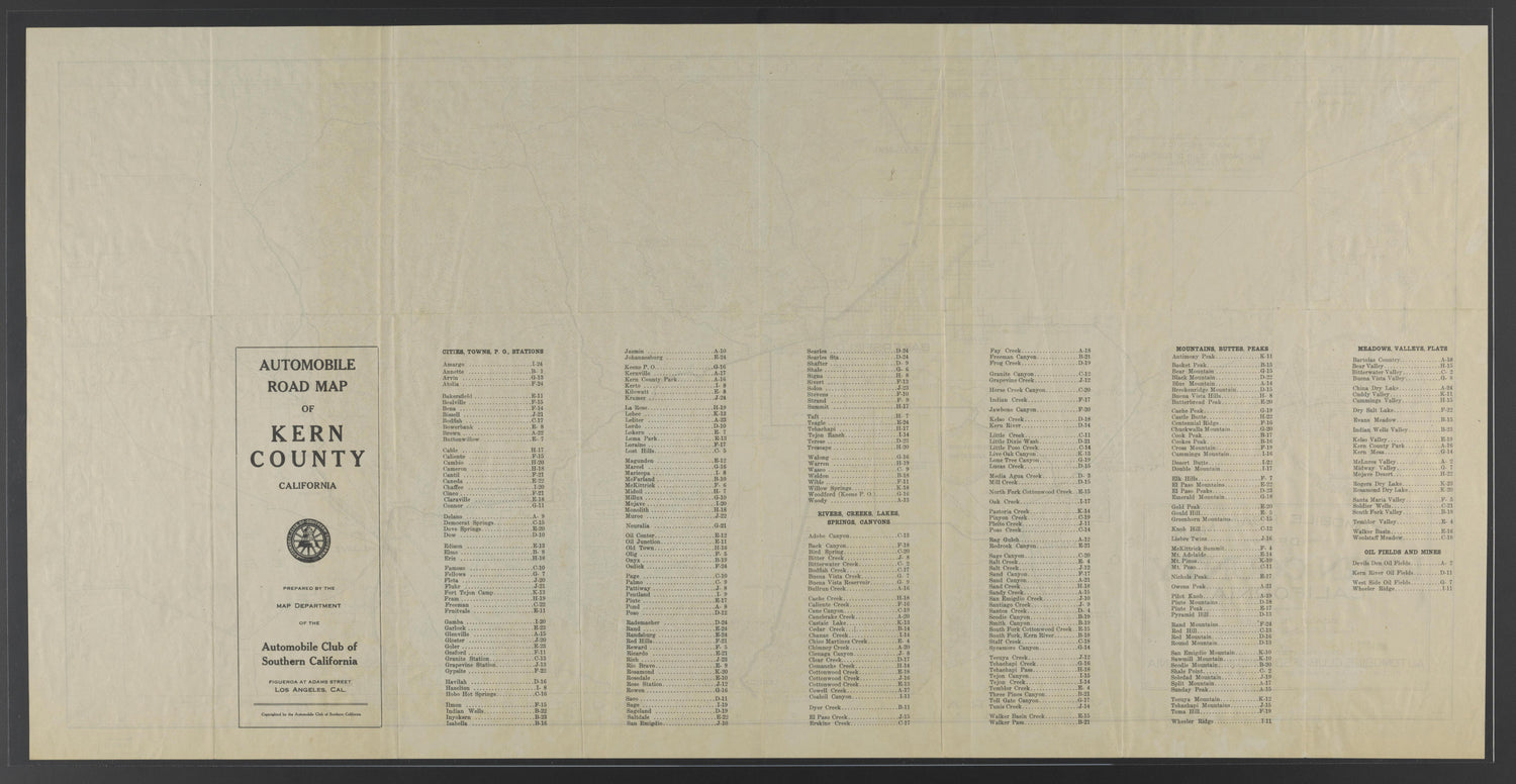 CA Drawer 145, Folder 17, Item 01 (Back) from Maps of California--counties Kern 1902-1937 by Relic Map Company
