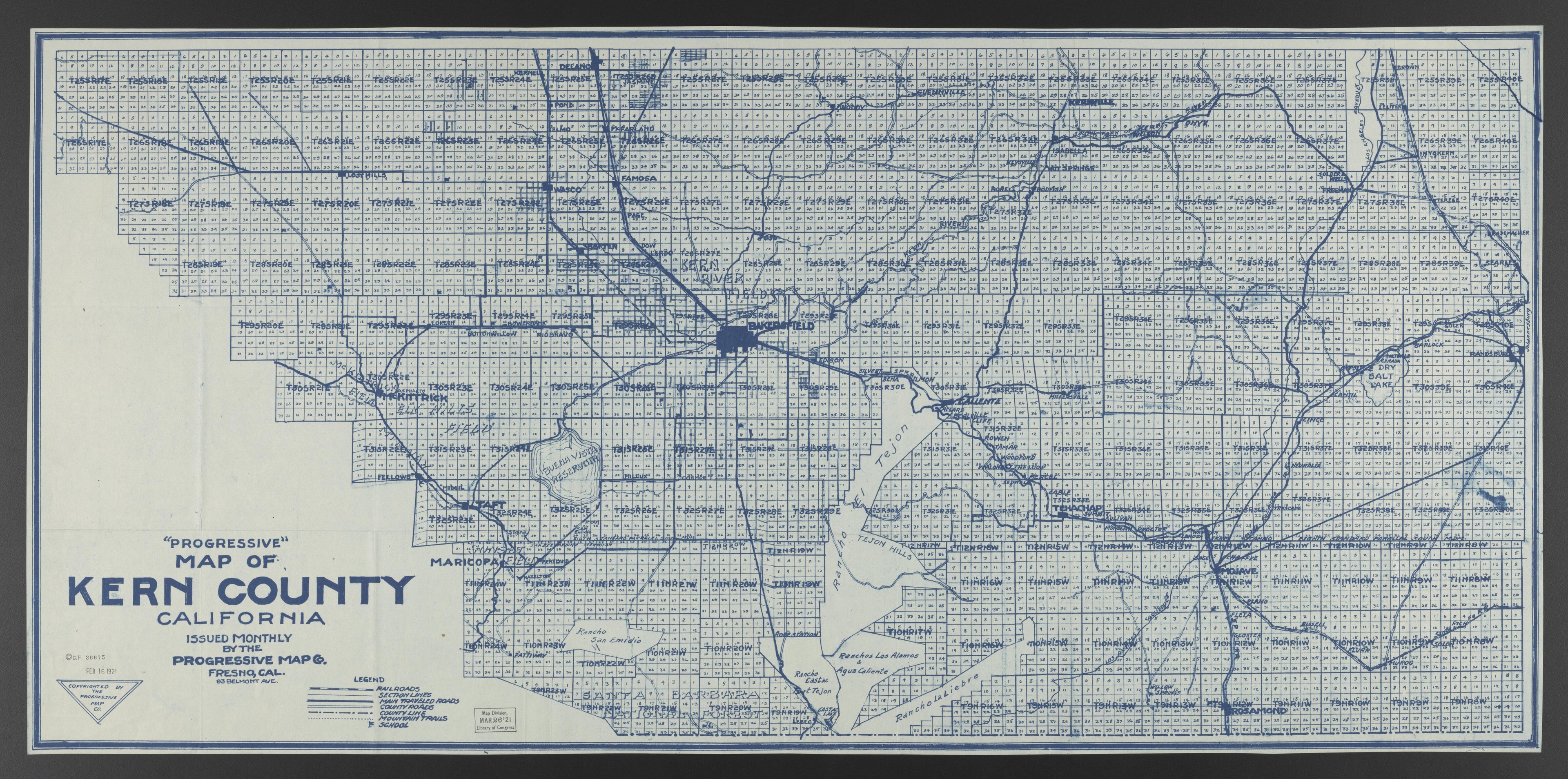 CA Drawer 145, Folder 15, Item 01 (Front) from Maps of California--counties Kern 1902-1937 by Relic Map Company