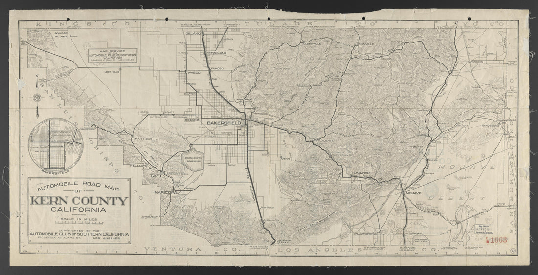 CA Drawer 145, Folder 14, Item 01 from Maps of California--counties Kern 1902-1937 by Relic Map Company