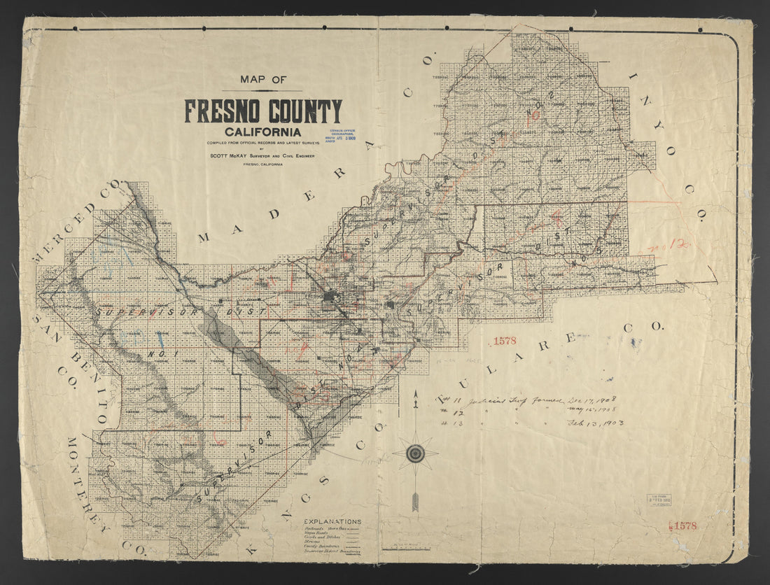 CA Drawer 133, Folder 13, Item 01 from Maps of California--counties Fresno to 1913 1856 by Relic Map Company