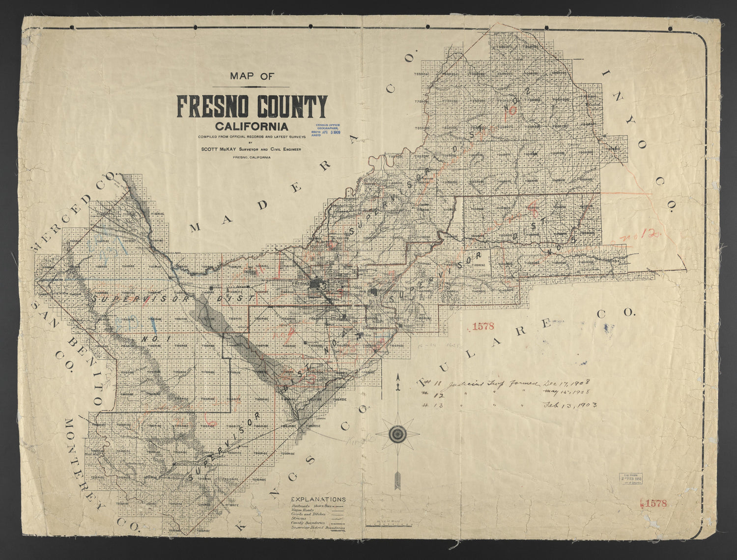 CA Drawer 133, Folder 13, Item 01 from Maps of California--counties Fresno to 1913 1856 by Relic Map Company