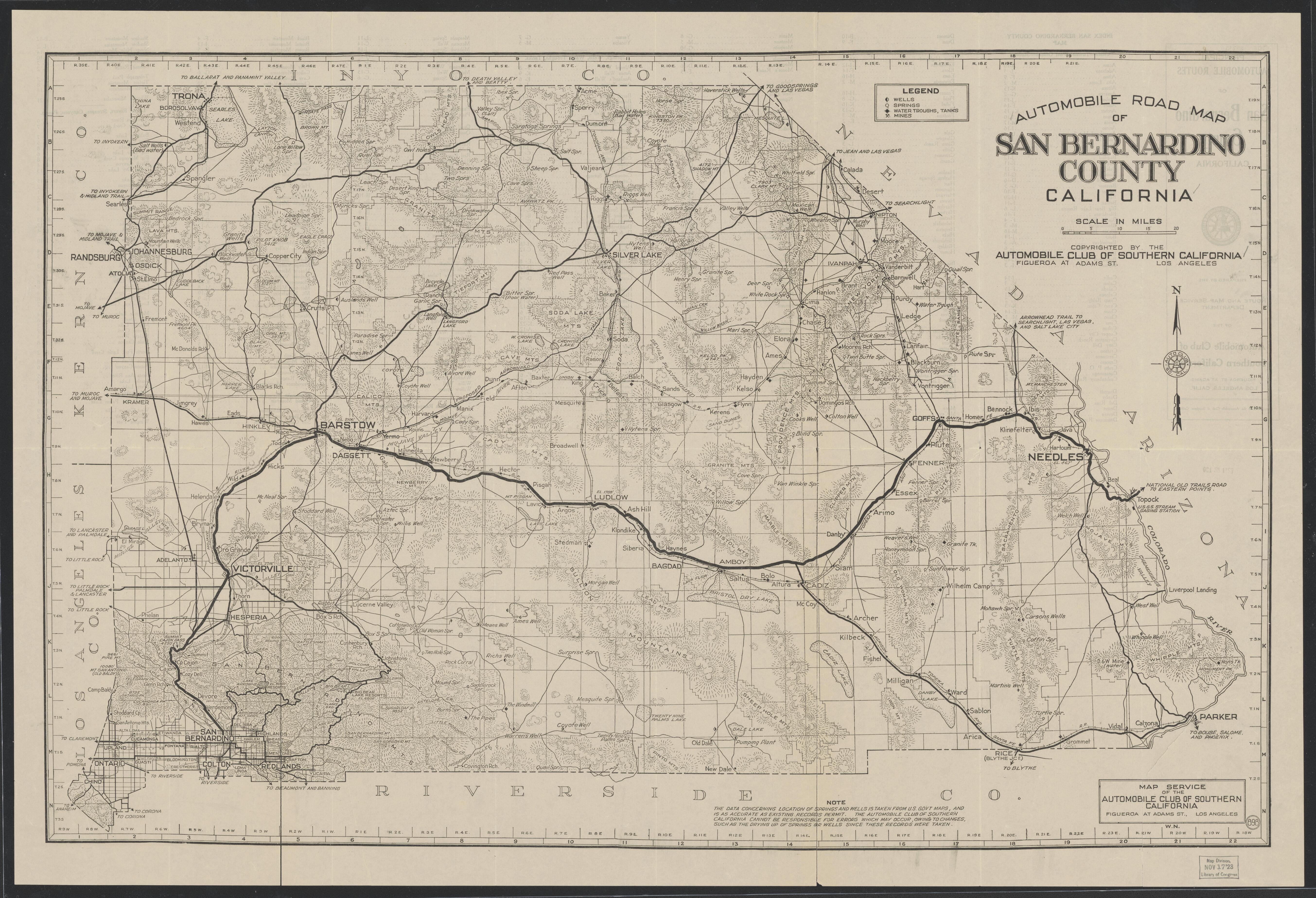 CA Drawer 181, Folder 13, Item 01 (Front) from Maps of California--counties San Bernardino to 1937 1853 by Relic Map Company
