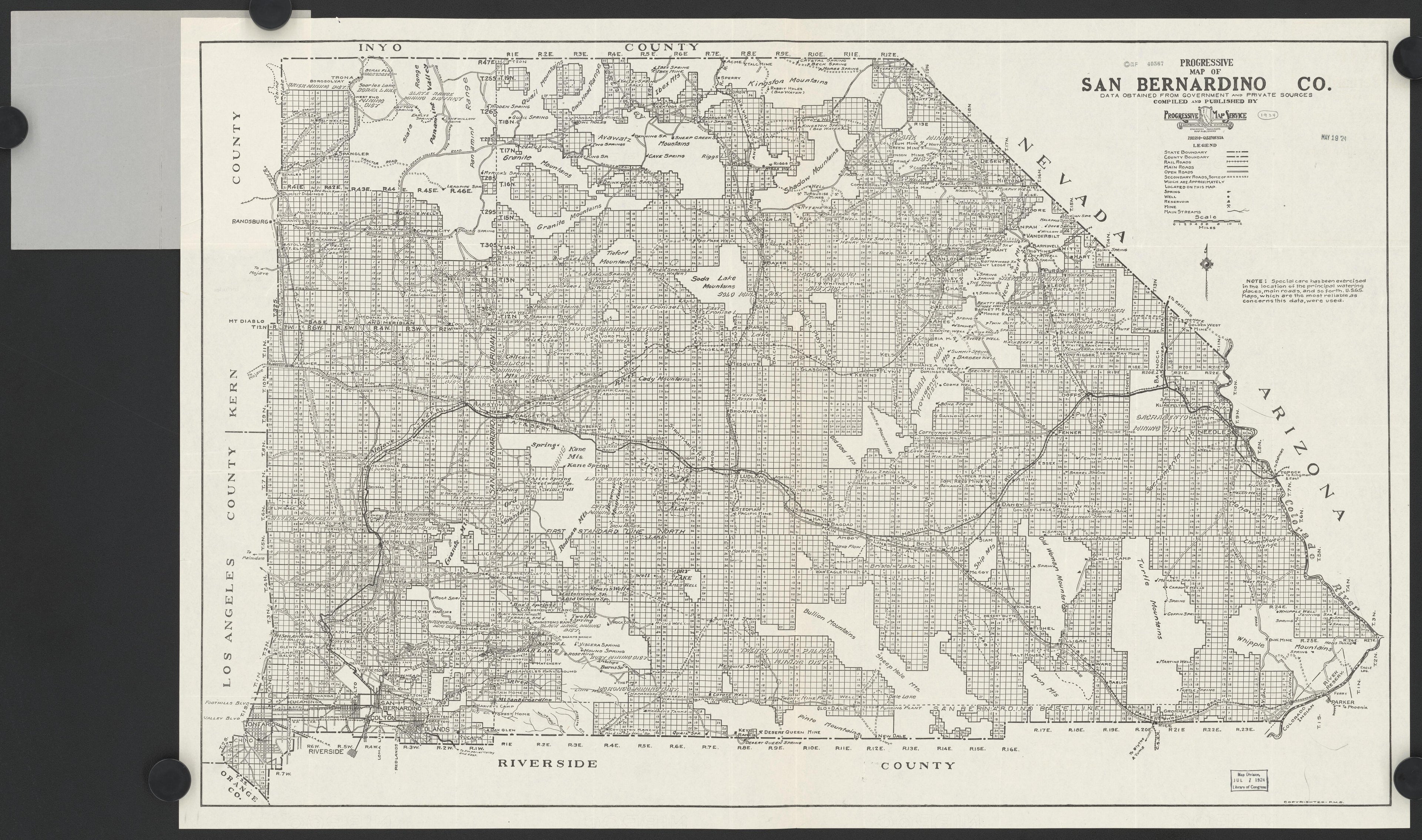 CA Drawer 181, Folder 14, Item 01 (Front) from Maps of California--counties San Bernardino to 1937 1853 by Relic Map Company