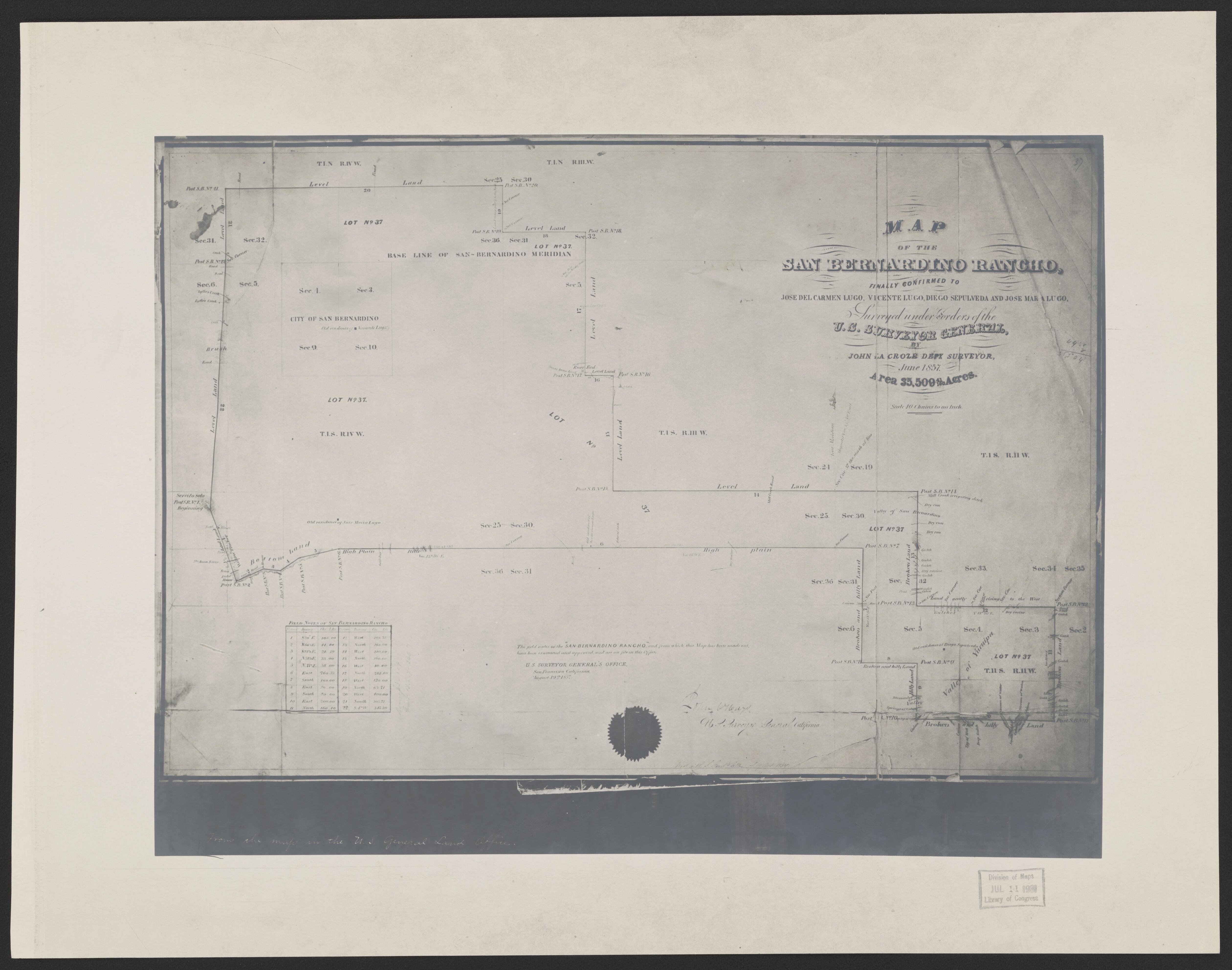This old map of California, San Bernardino County,  was created by  in 1853