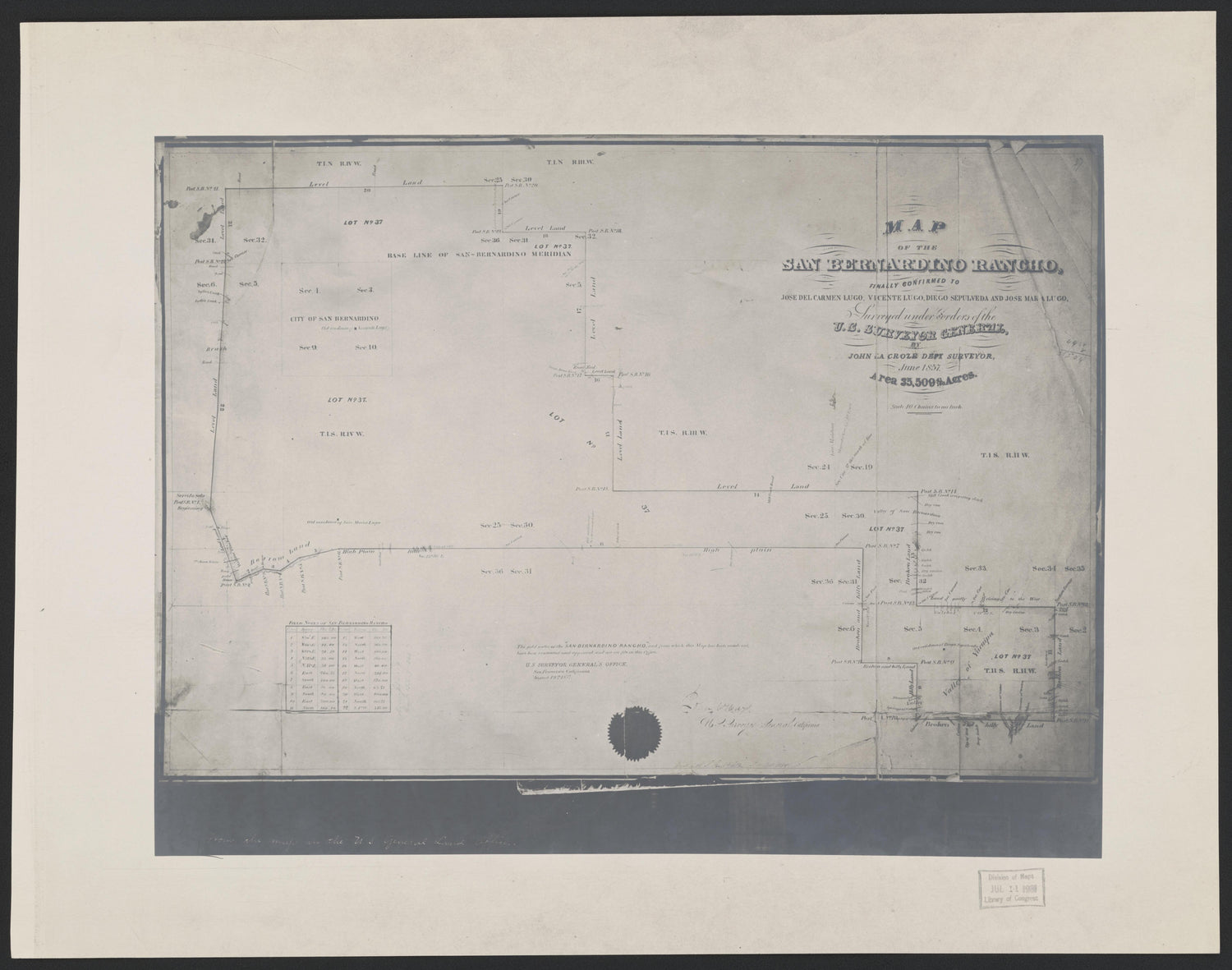 This old map of California, San Bernardino County,  was created by  in 1853