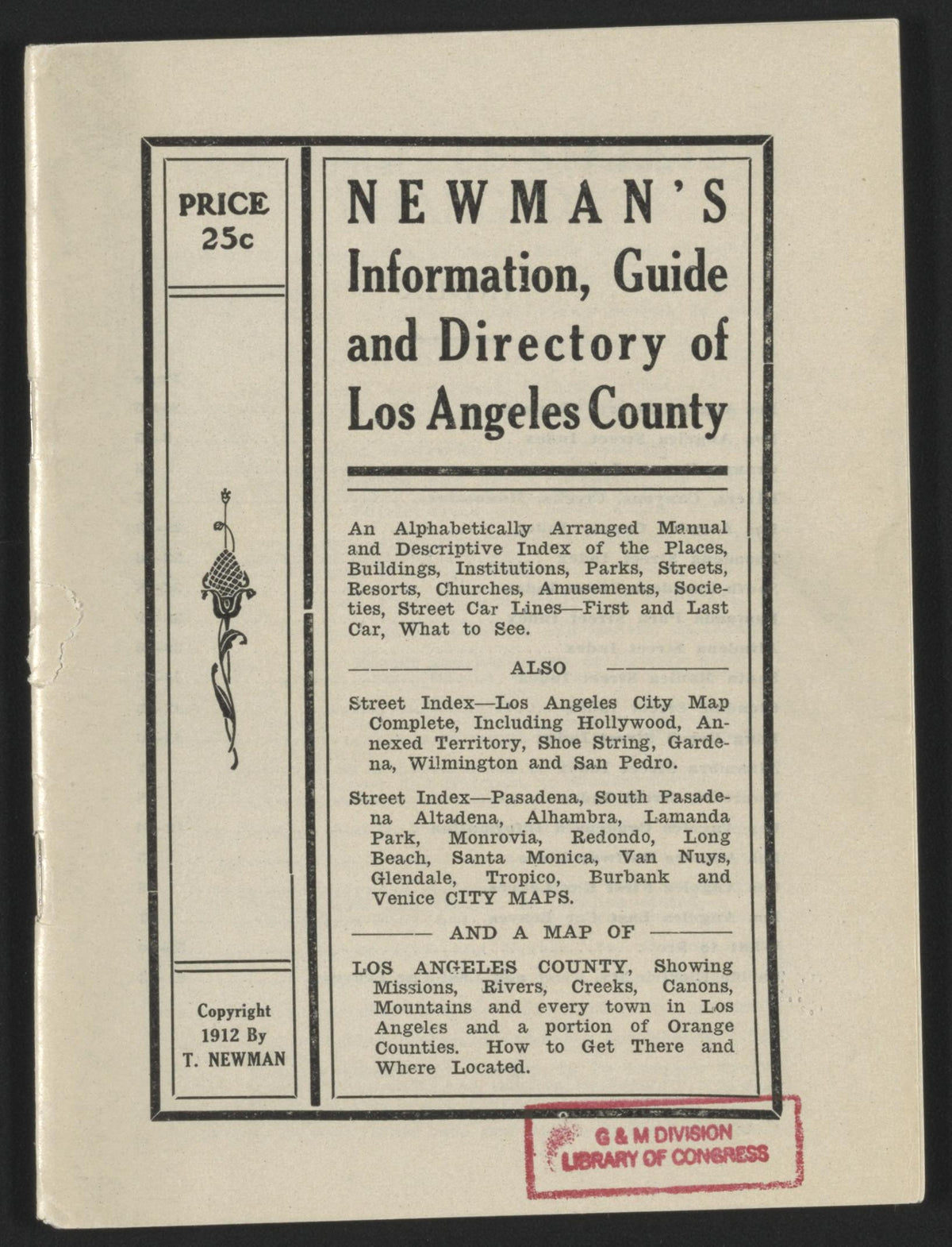 CA Drawer 152, Folder 05, Item 06 (Part 01) from Maps of California--counties Los Angeles 1911-1922 by Relic Map Company