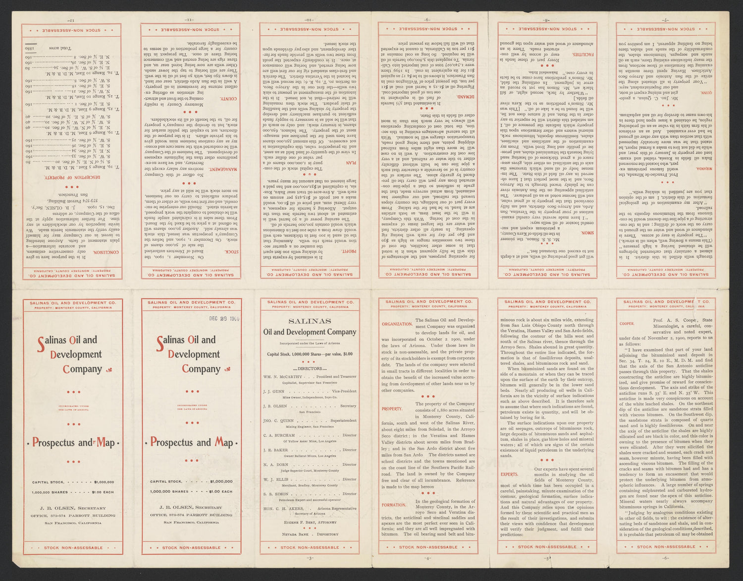 CA Drawer 168, Folder 04, Item 01 (Back) from Maps of California--counties Monterrey 1850-1937 by Relic Map Company