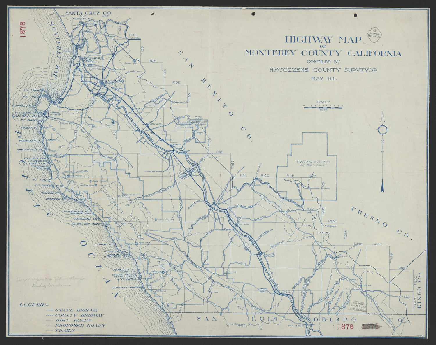 CA Drawer 168, Folder 14, Item 01 from Maps of California--counties Monterrey 1850-1937 by Relic Map Company