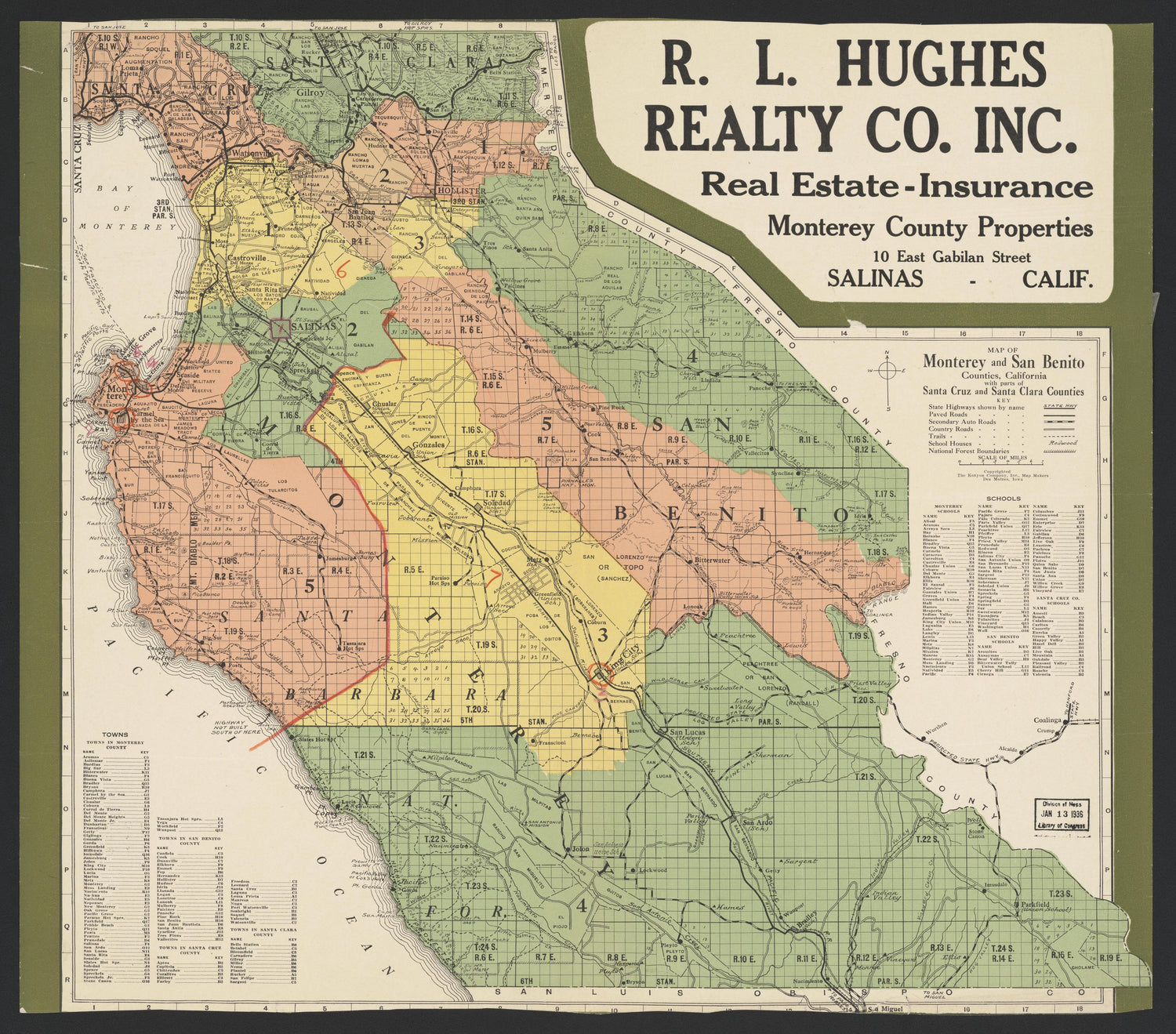 CA Drawer 168, Folder 15, Item 01 (Front) from Maps of California--counties Monterrey 1850-1937 by Relic Map Company