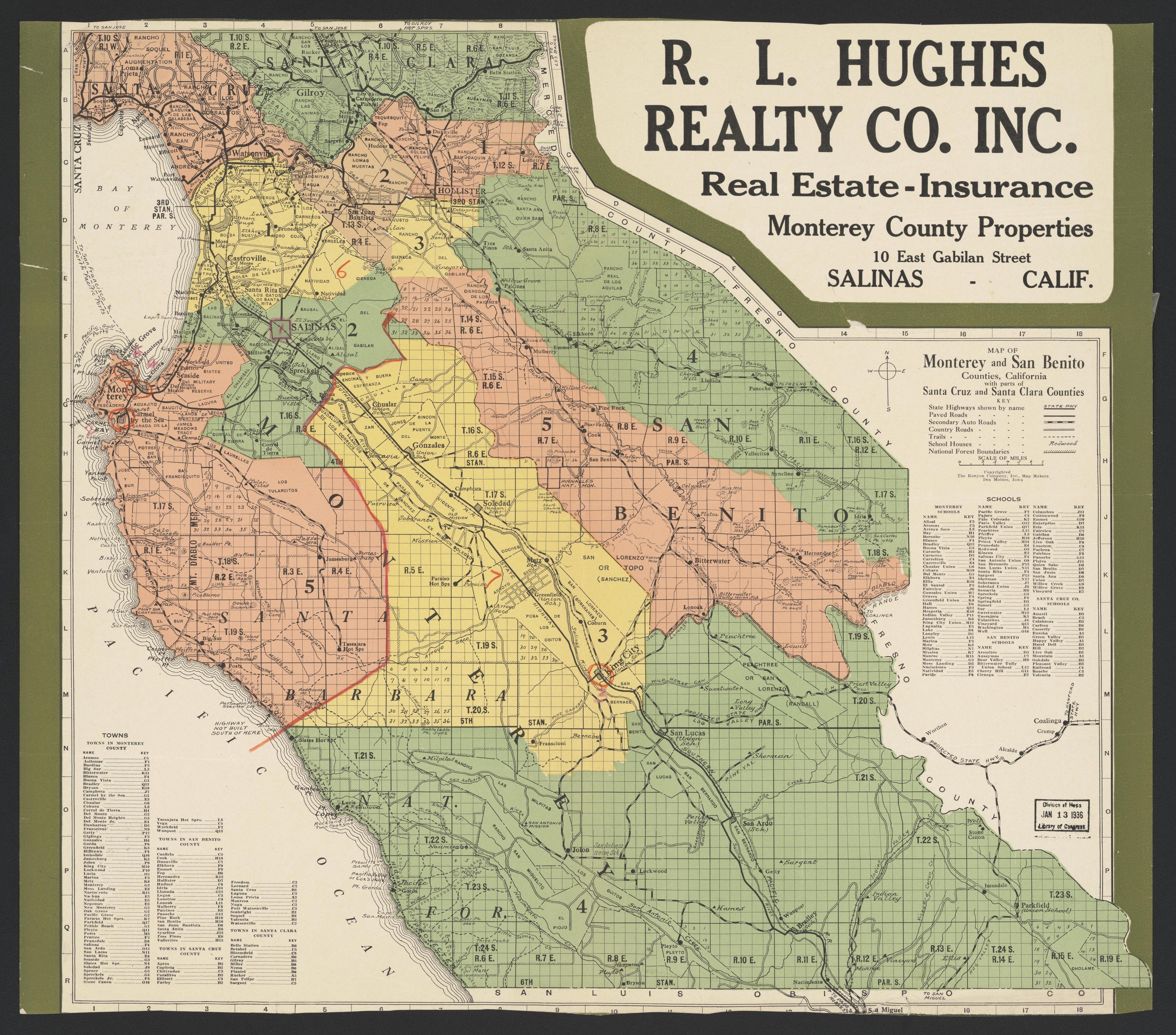 CA Drawer 168, Folder 15, Item 01 (Front) from Maps of California--counties Monterrey 1850-1937 by Relic Map Company