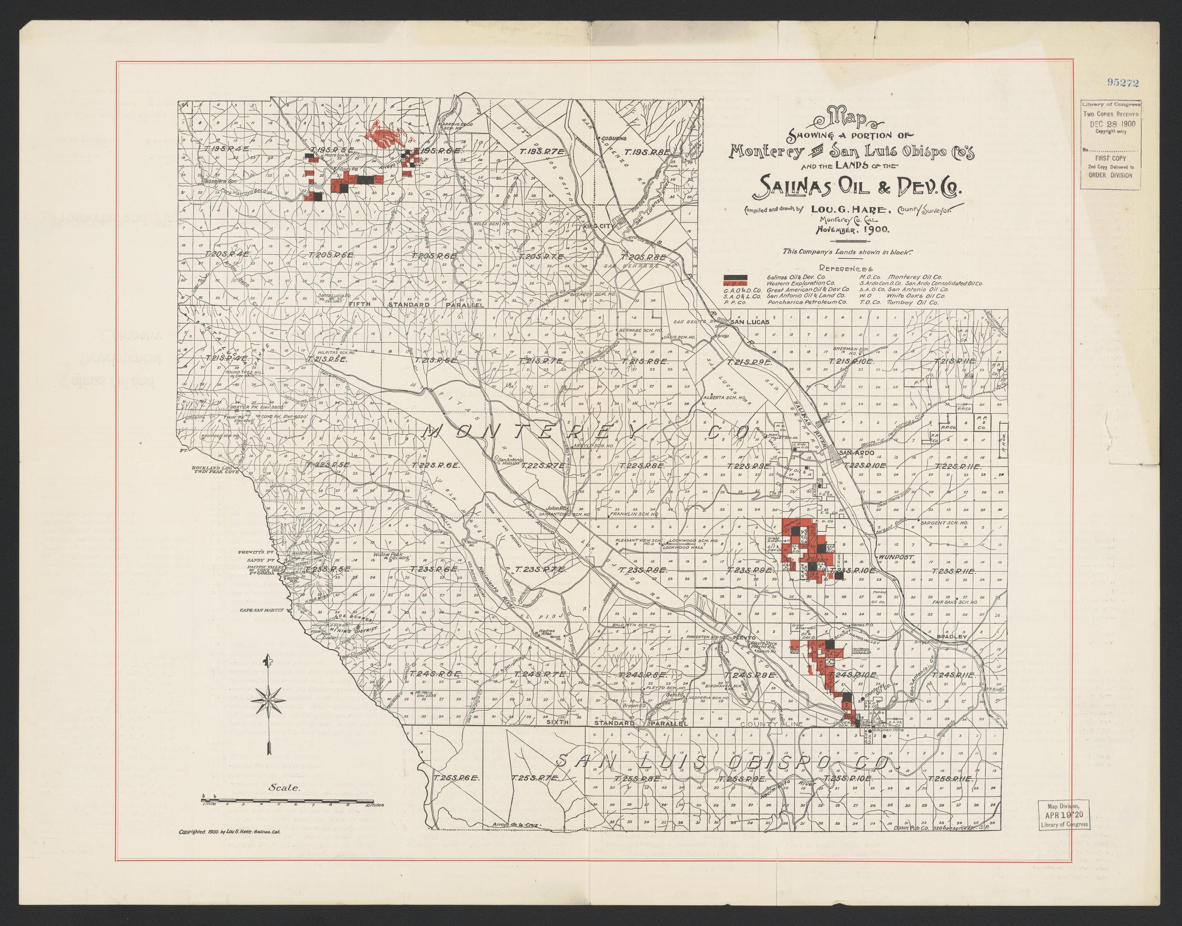 CA Drawer 168, Folder 04, Item 01 (Front) from Maps of California--counties Monterrey 1850-1937 by Relic Map Company