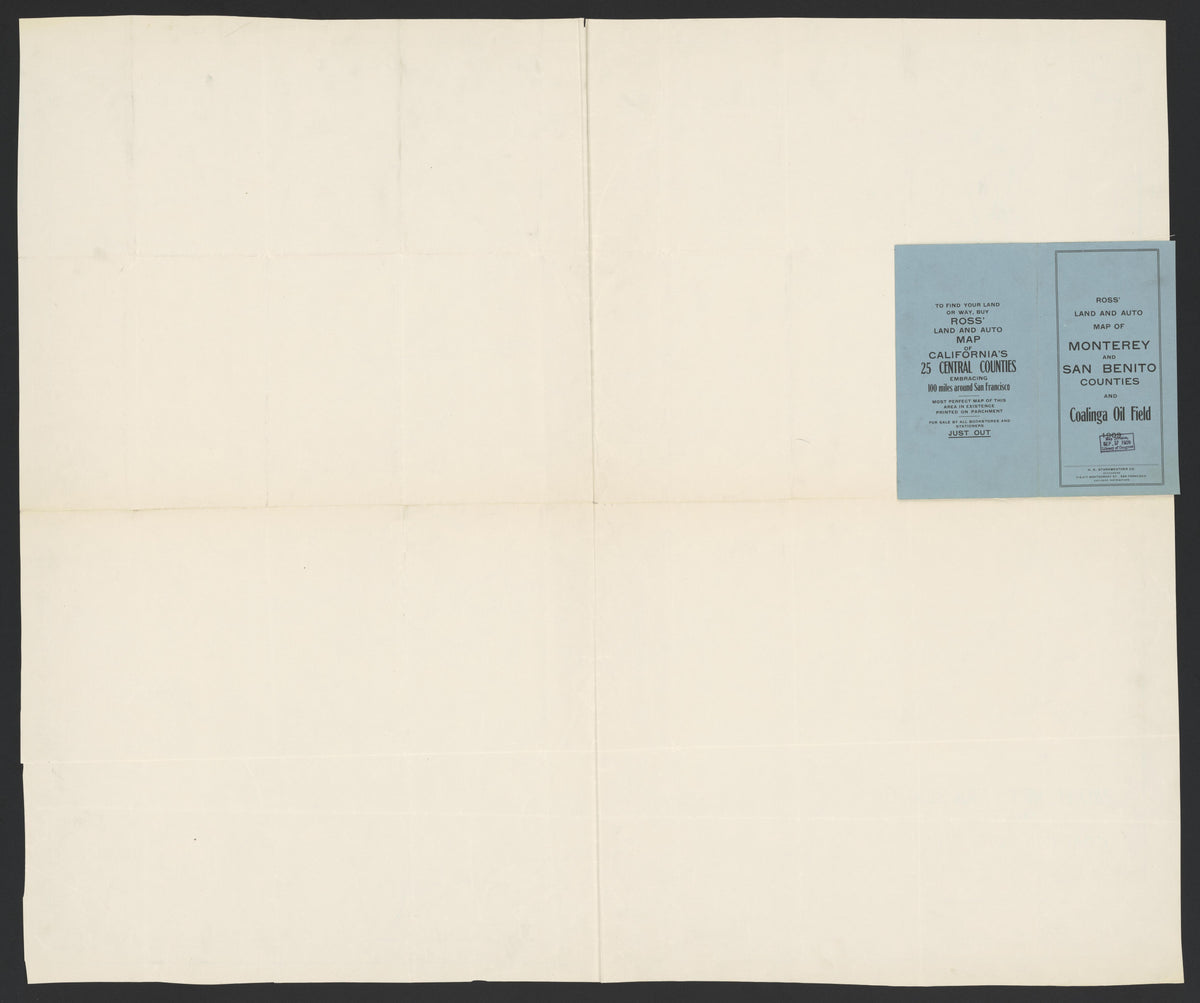 CA Drawer 168, Folder 08, Item 01 (Back) from Maps of California--counties Monterrey 1850-1937 by Relic Map Company