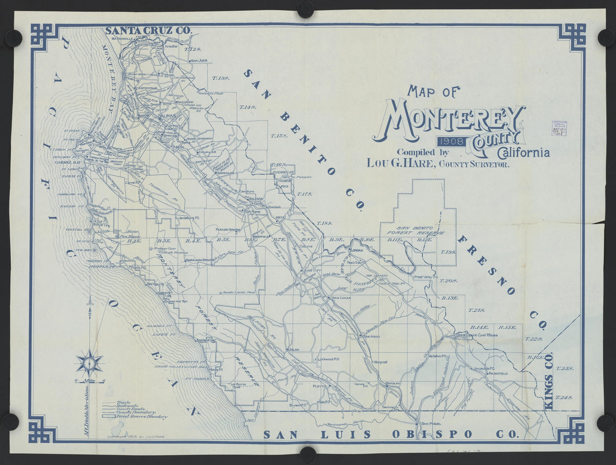 CA Drawer 168, Folder 06, Item 01 (Front) from Maps of California--counties Monterrey 1850-1937 by Relic Map Company