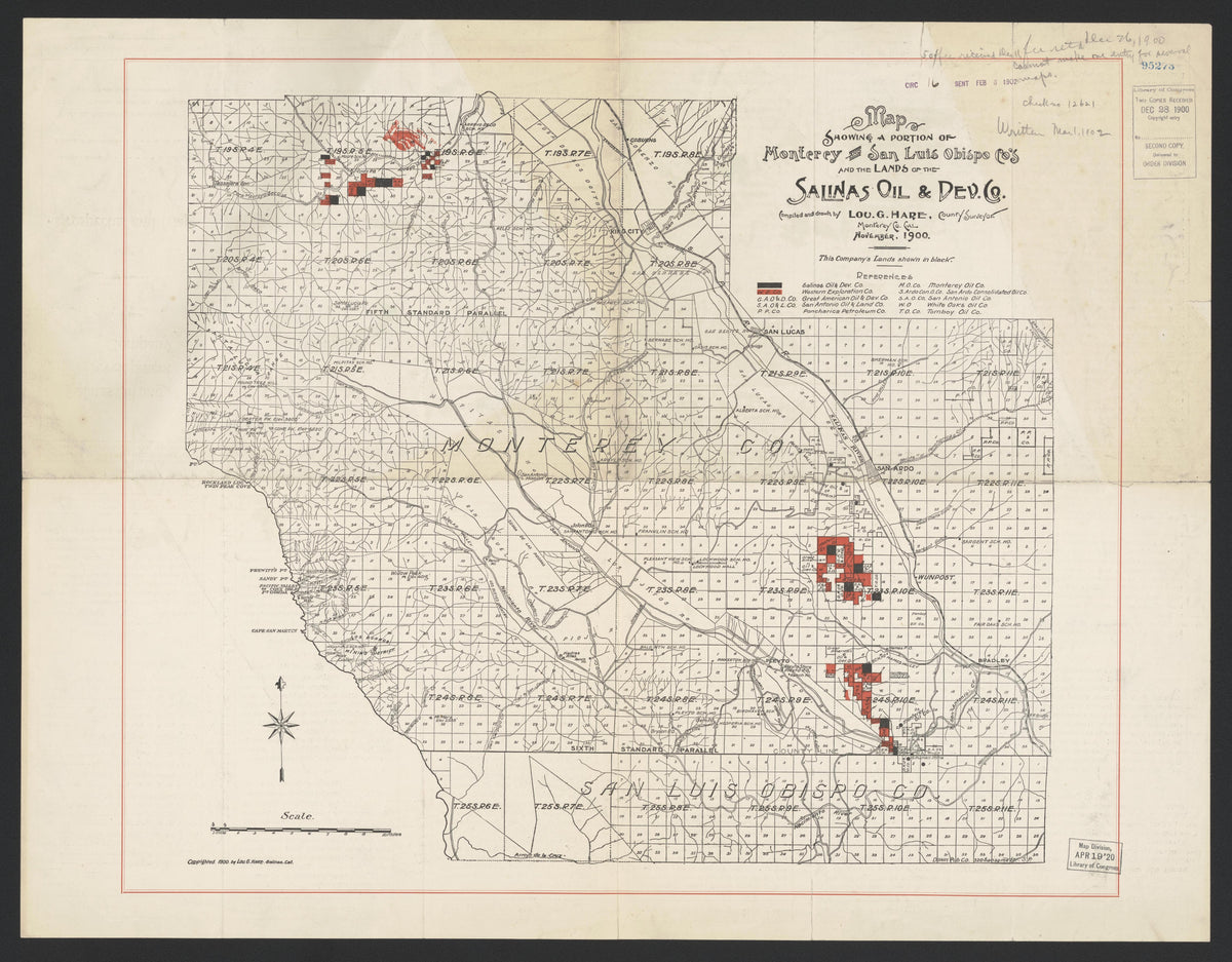 CA Drawer 168, Folder 04, Item 02 (Front) from Maps of California--counties Monterrey 1850-1937 by Relic Map Company