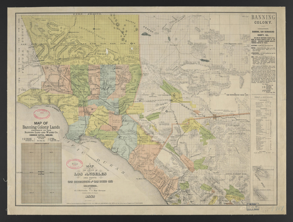 CA Drawer 151, Folder 08, Item 01 from Maps of California--counties Los Angeles 1850-1910 by Relic Map Company