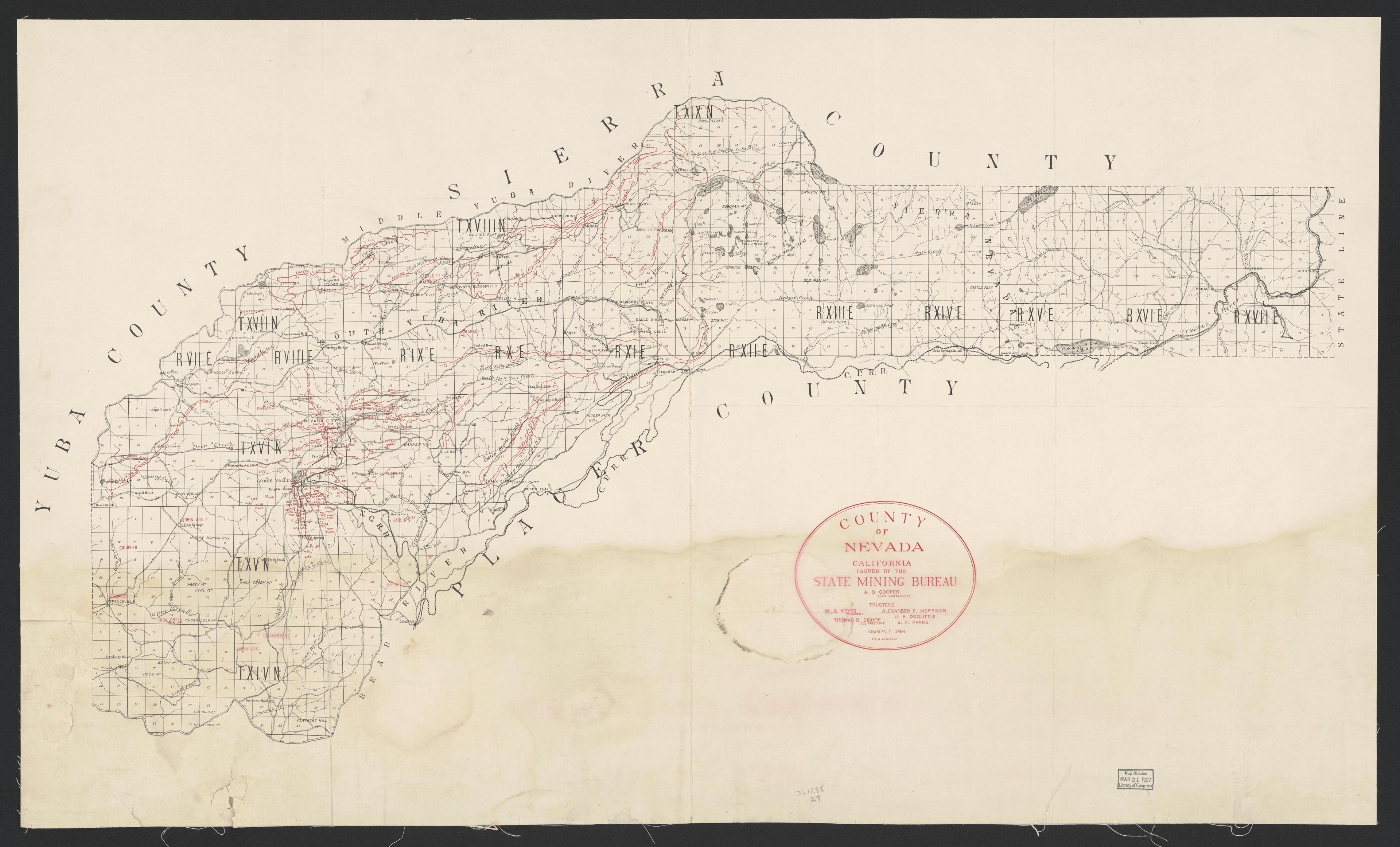 This old map of California, Napa County, Nevada County,  was created by  in 1850