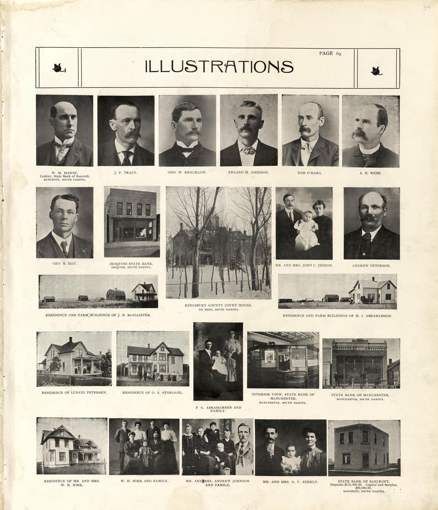 Illustrations from Standard Atlas of Kingsbury County, South Dakota : Including a Plat Book of the Villages, Cities and Townships of the County, Map of the State, United States and World : Patrons Directory, … 1909 by Relic Map Company