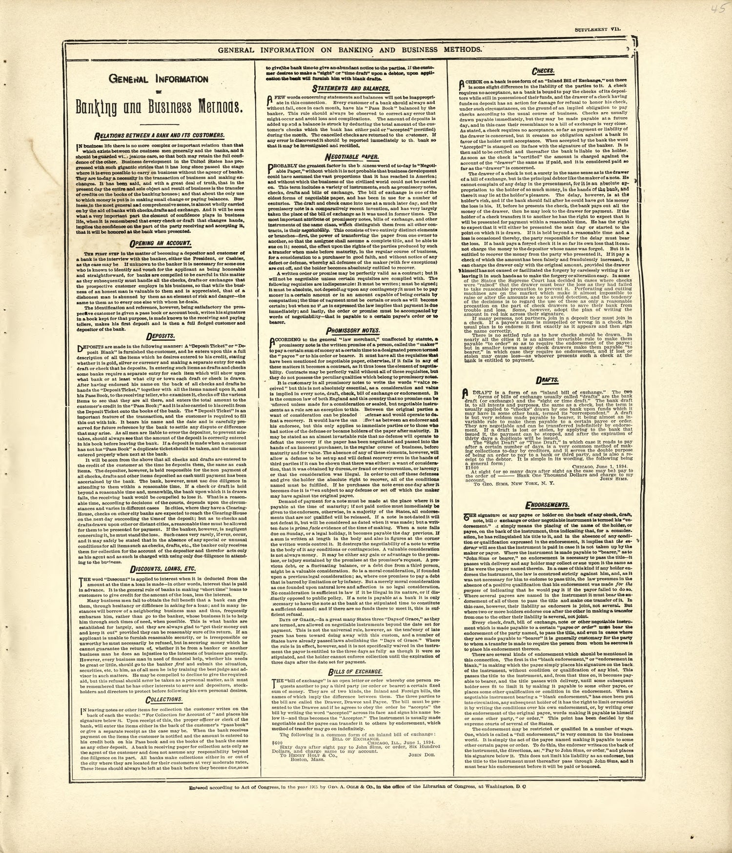 General Information On Banking and Business Methods from Standard Atlas of Kingsbury County, South Dakota : Including a Plat Book of the Villages, Cities and Townships of the County, Map of the State, United States and World : Patrons Directory, … 1909 by Relic Map Company