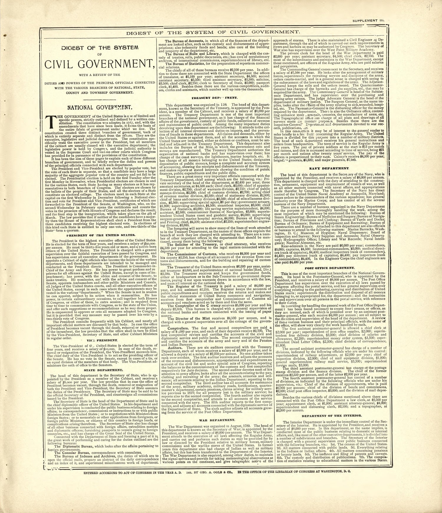 Digest of the System of Civil Government from Standard Atlas of Kingsbury County, South Dakota : Including a Plat Book of the Villages, Cities and Townships of the County, Map of the State, United States and World : Patrons Directory, … 1909 by Relic Map Company