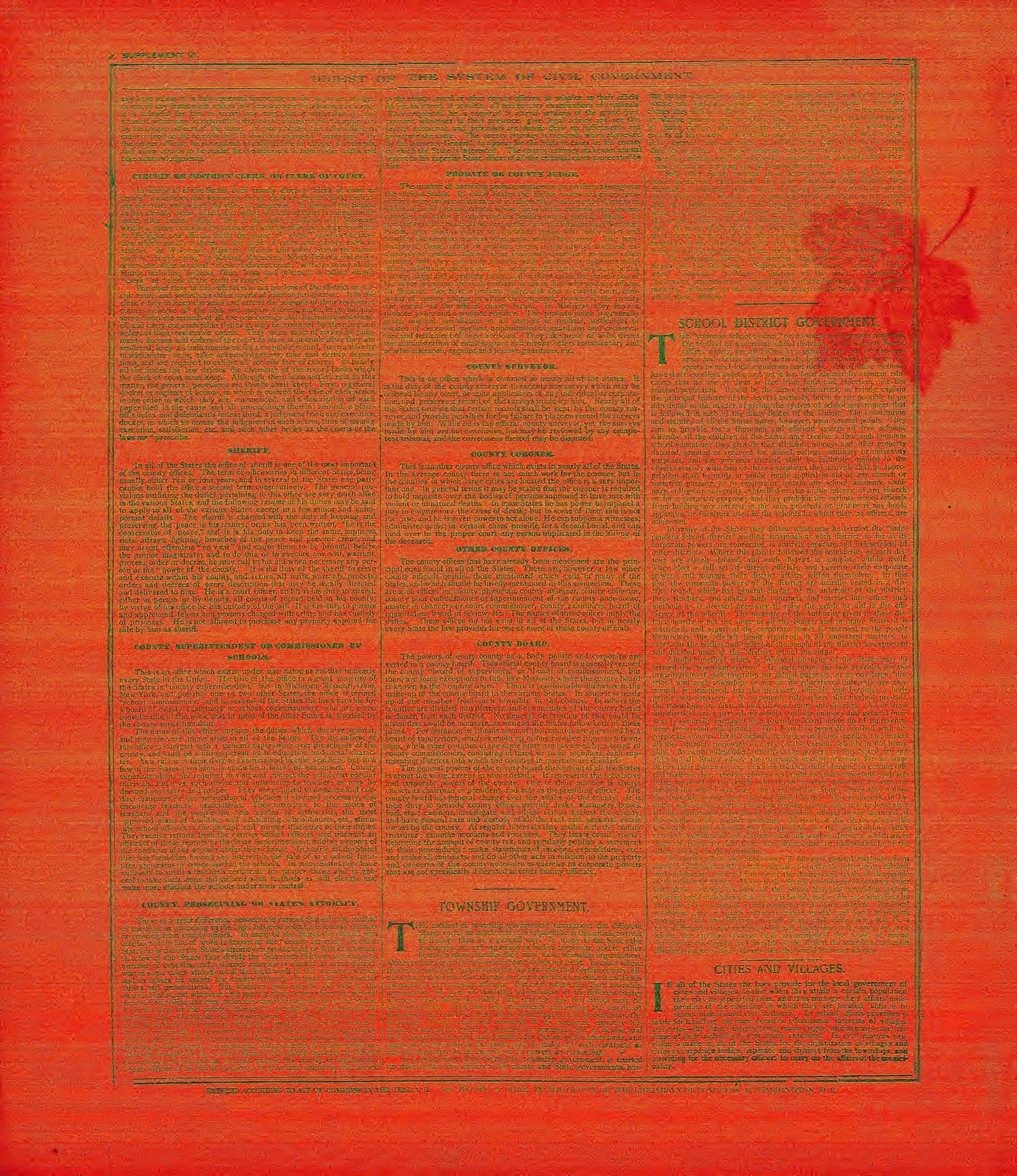 Digest of the System of Civil Government - Continued from Standard Atlas of Kingsbury County, South Dakota : Including a Plat Book of the Villages, Cities and Townships of the County, Map of the State, United States and World : Patrons Directory, … 1909 by Relic Map Company