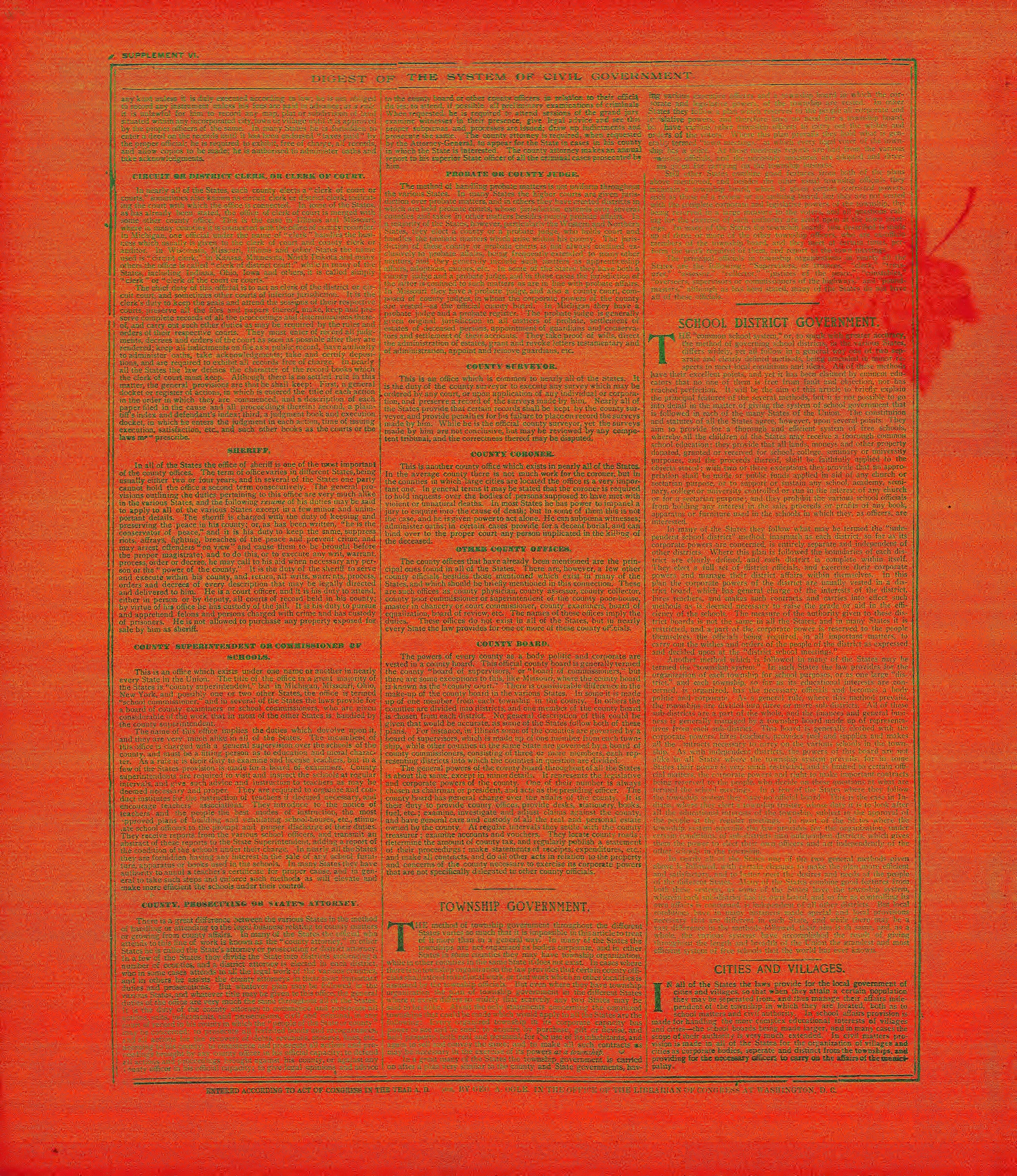 Digest of the System of Civil Government - Continued from Standard Atlas of Kingsbury County, South Dakota : Including a Plat Book of the Villages, Cities and Townships of the County, Map of the State, United States and World : Patrons Directory, … 1909 by Relic Map Company