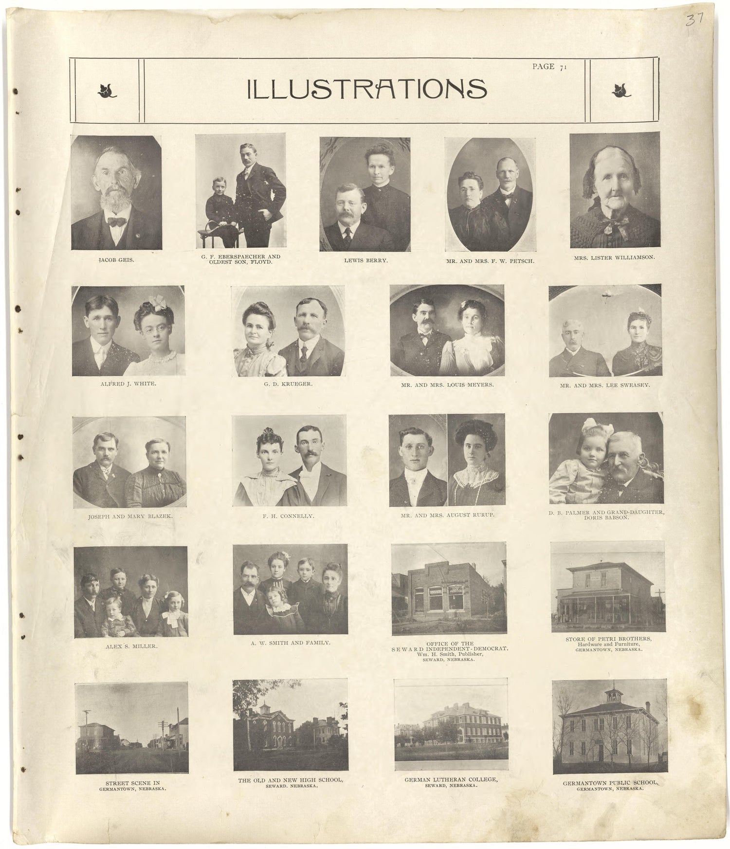 Illustrations from Standard Atlas of Seward County, Nebraska : Including a Plat Book of the Villages, Cities and Townships of the County, Map of the State, United States and World, Patrons Directory, Reference Business … 1908 by Relic Map Company