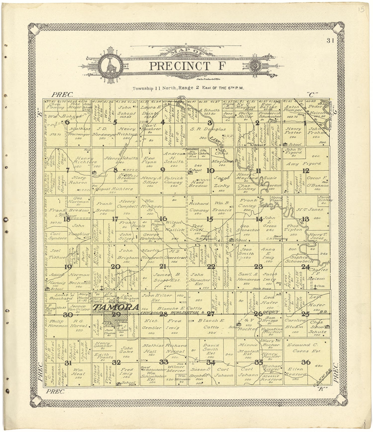 Map of Precinct F from Standard Atlas of Seward County, Nebraska : Including a Plat Book of the Villages, Cities and Townships of the County, Map of the State, United States and World, Patrons Directory, Reference Business … 1908 by Relic Map Company