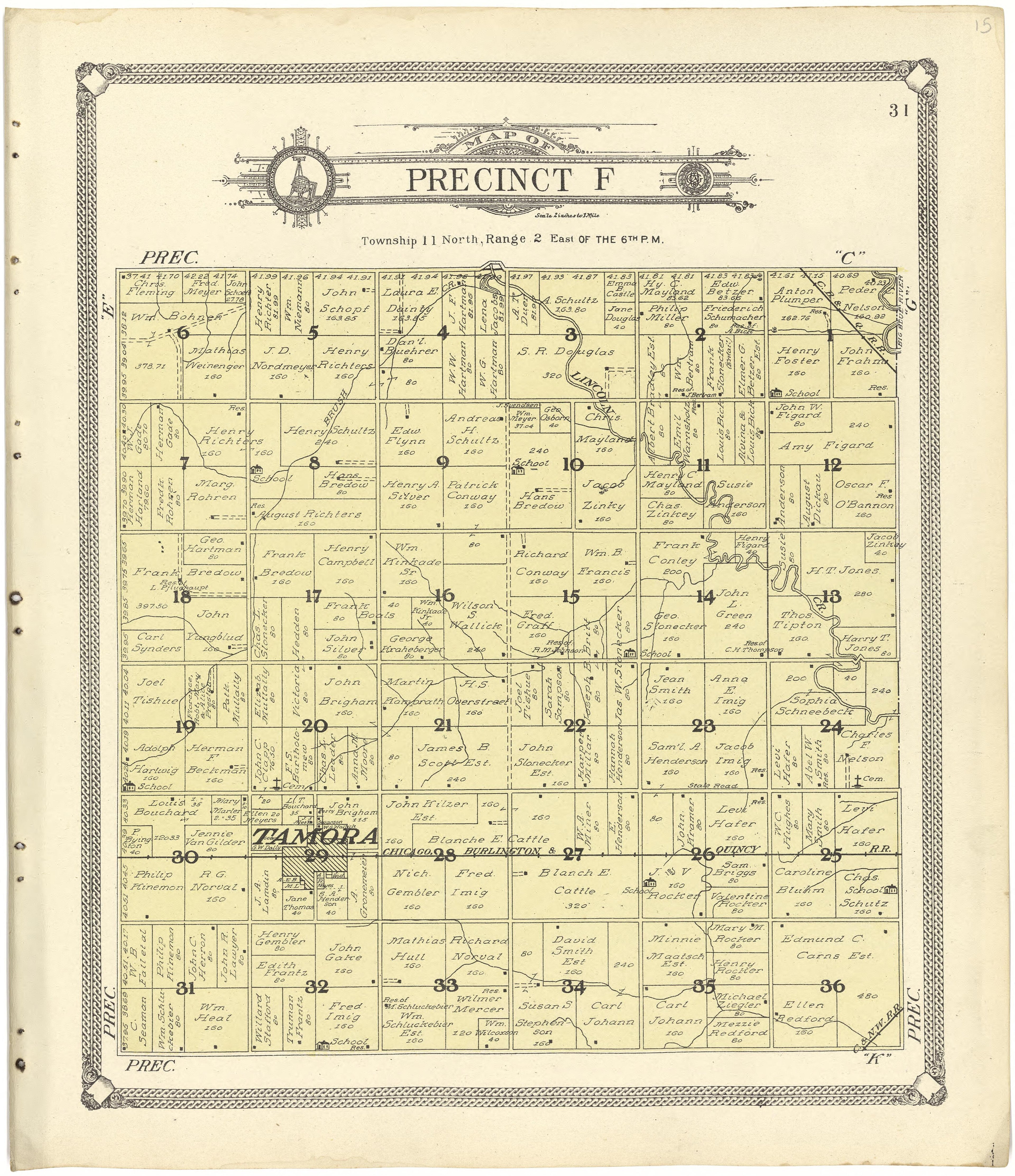 Map of Precinct F from Standard Atlas of Seward County, Nebraska : Including a Plat Book of the Villages, Cities and Townships of the County, Map of the State, United States and World, Patrons Directory, Reference Business … 1908 by Relic Map Company