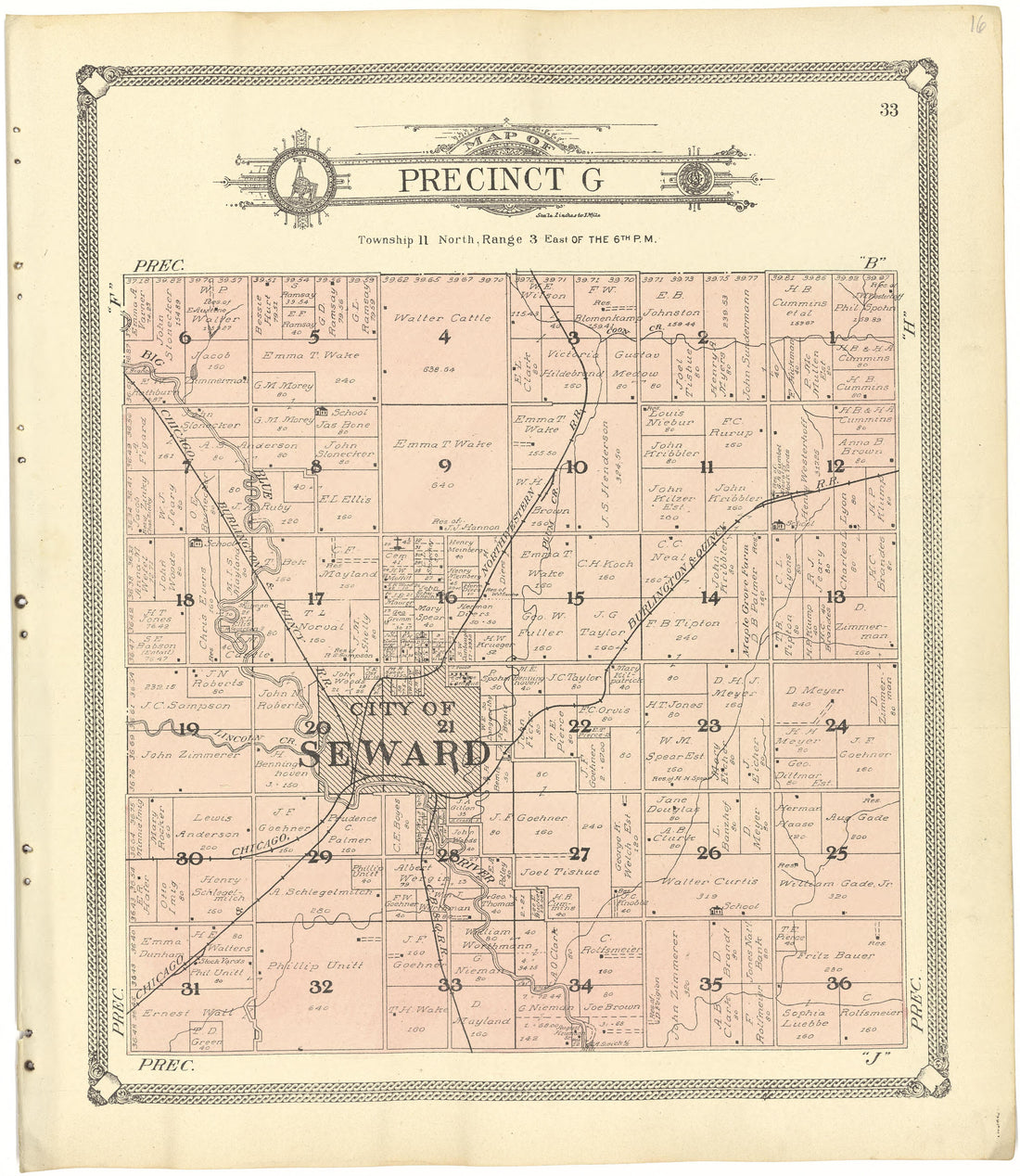 Map of Precinct G from Standard Atlas of Seward County, Nebraska : Including a Plat Book of the Villages, Cities and Townships of the County, Map of the State, United States and World, Patrons Directory, Reference Business … 1908 by Relic Map Company