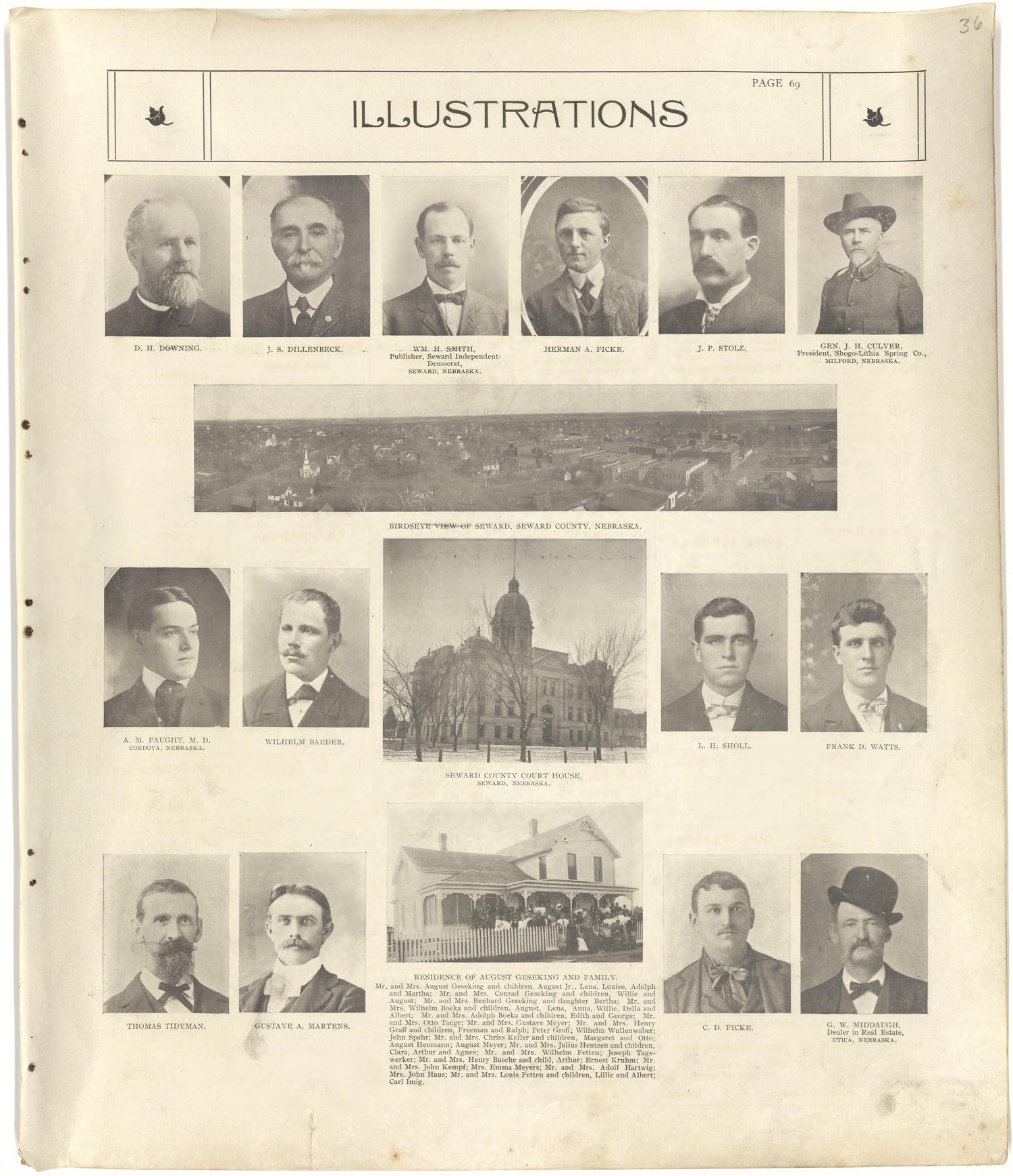 Illustrations from Standard Atlas of Seward County, Nebraska : Including a Plat Book of the Villages, Cities and Townships of the County, Map of the State, United States and World, Patrons Directory, Reference Business … 1908 by Relic Map Company