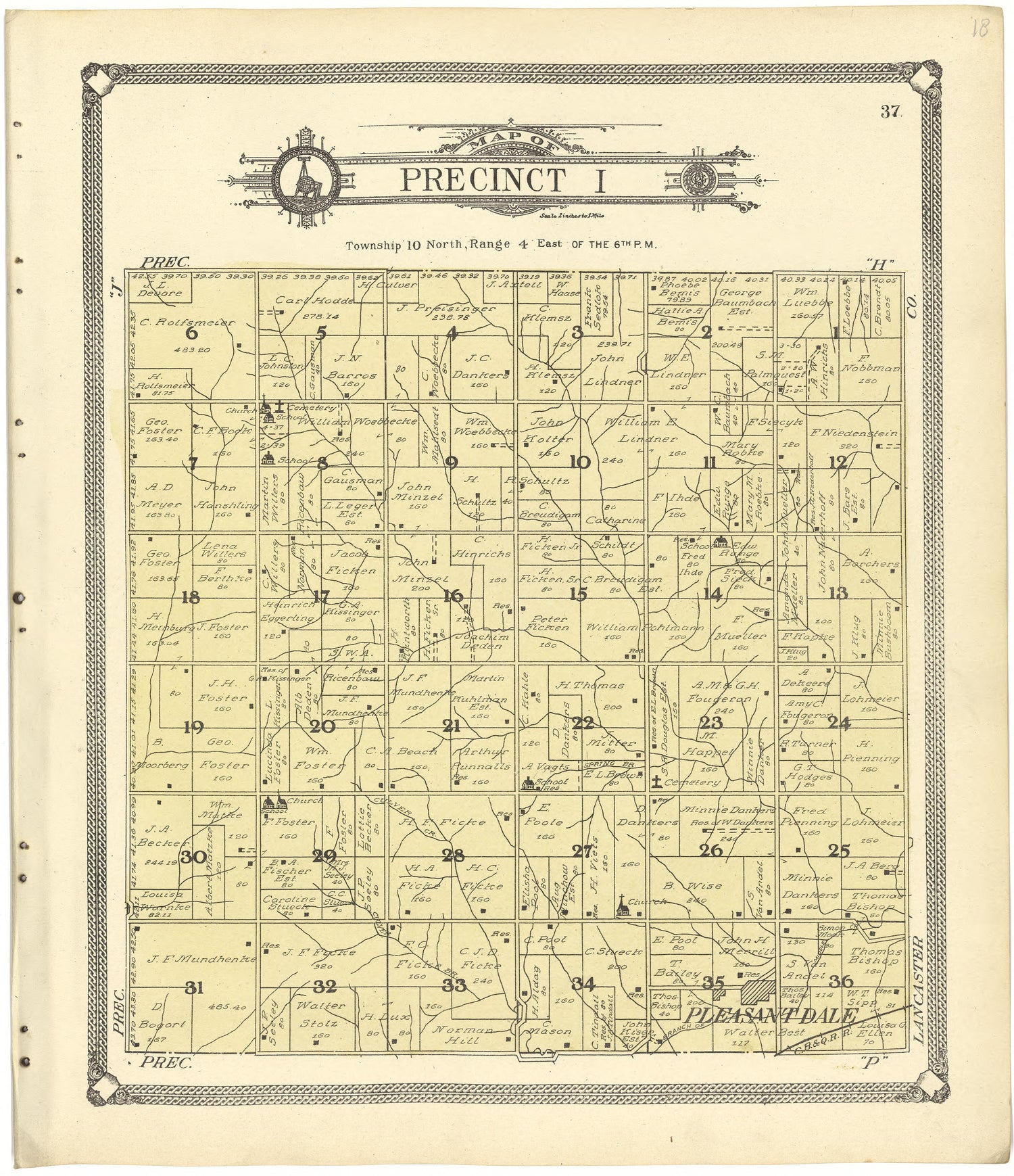 Map of Precinct I from Standard Atlas of Seward County, Nebraska : Including a Plat Book of the Villages, Cities and Townships of the County, Map of the State, United States and World, Patrons Directory, Reference Business … 1908 by Relic Map Company