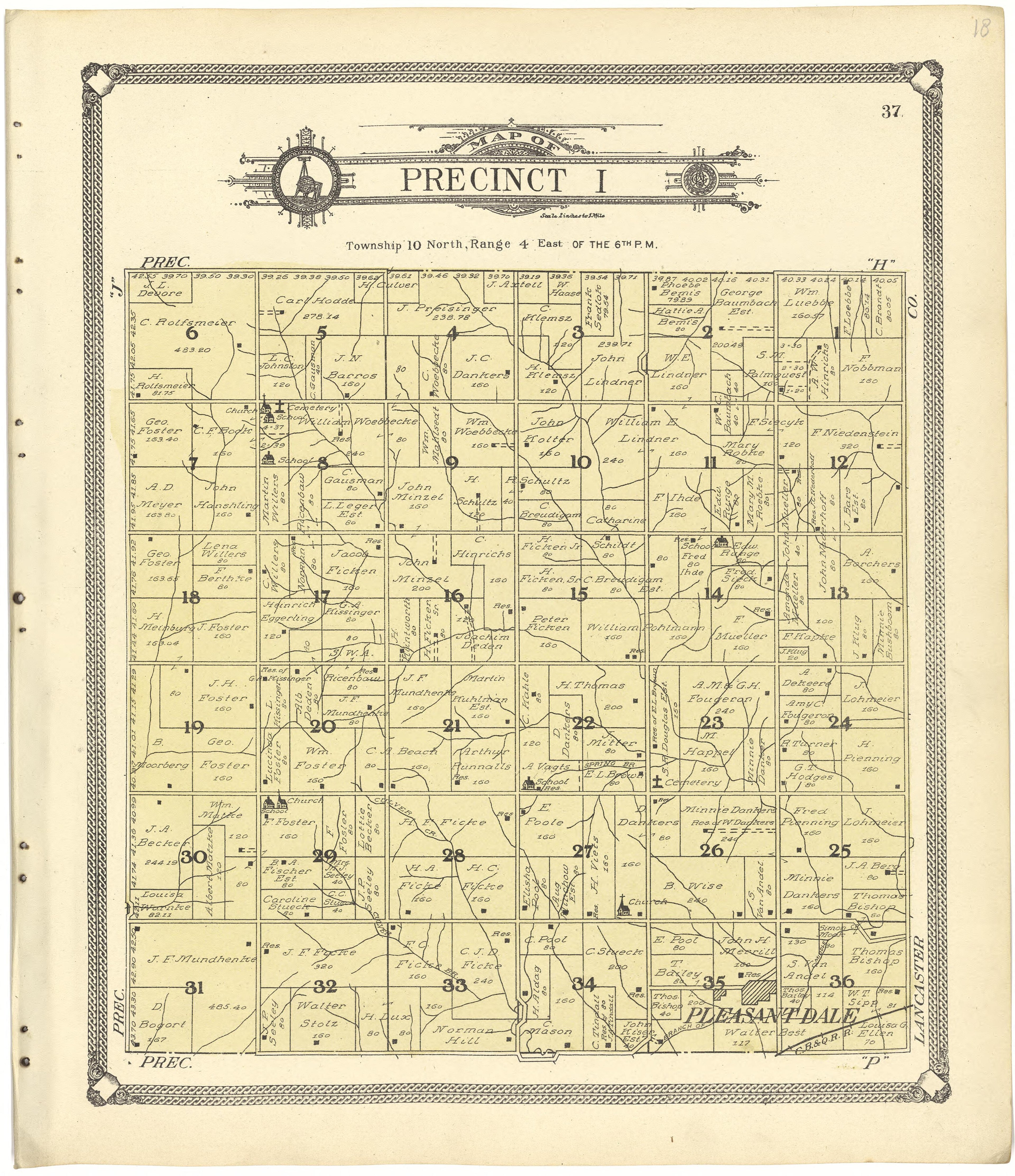 Map of Precinct I from Standard Atlas of Seward County, Nebraska : Including a Plat Book of the Villages, Cities and Townships of the County, Map of the State, United States and World, Patrons Directory, Reference Business … 1908 by Relic Map Company