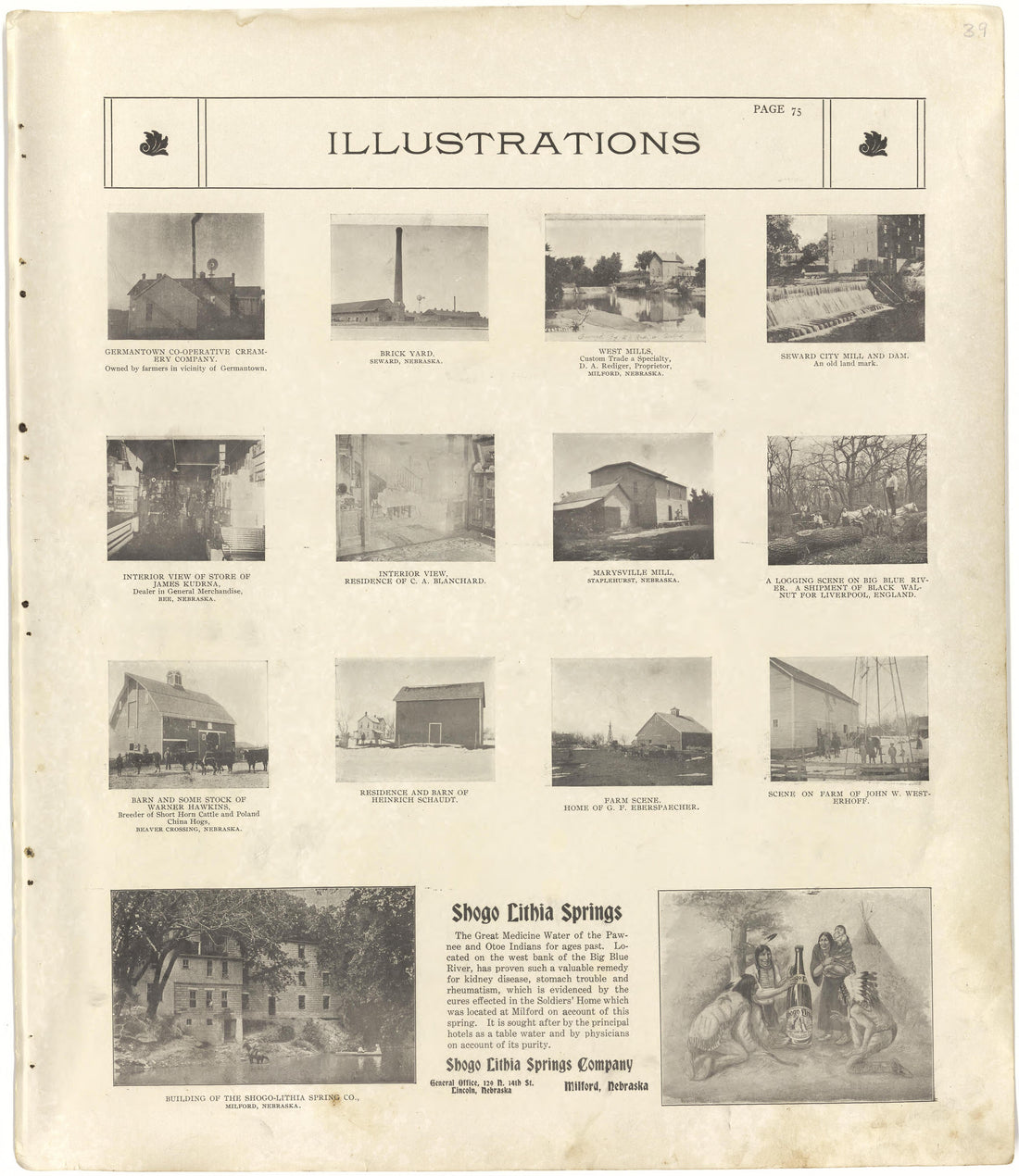 Illustrations from Standard Atlas of Seward County, Nebraska : Including a Plat Book of the Villages, Cities and Townships of the County, Map of the State, United States and World, Patrons Directory, Reference Business … 1908 by Relic Map Company